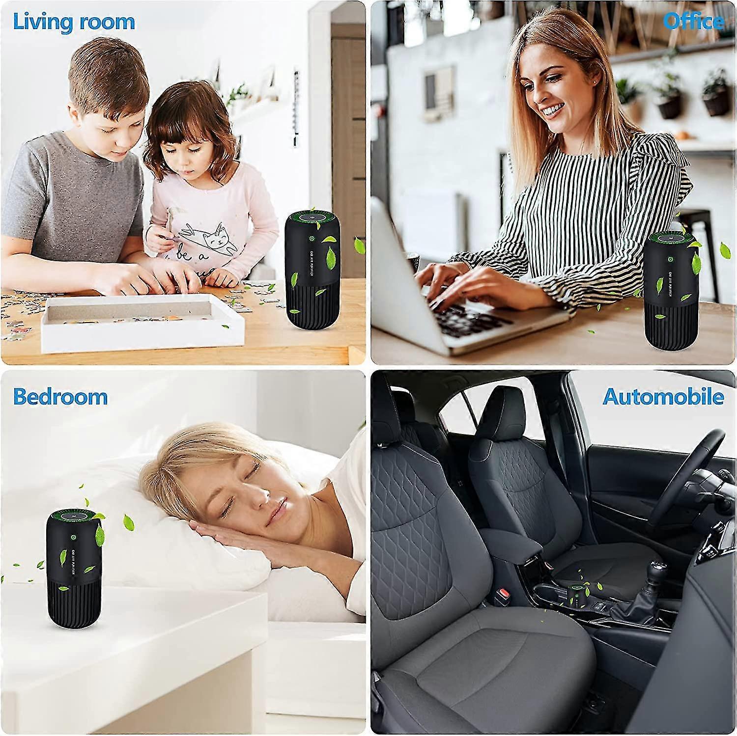 Air Purifier with Filter Removes Smoke Dust for Car & Office Use - Black - Image 4