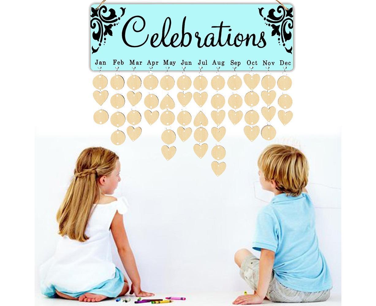 Wooden Wall Hanging DIY Calender Birthday Reminder Plaque Pendant Home Decor- F - Image 2