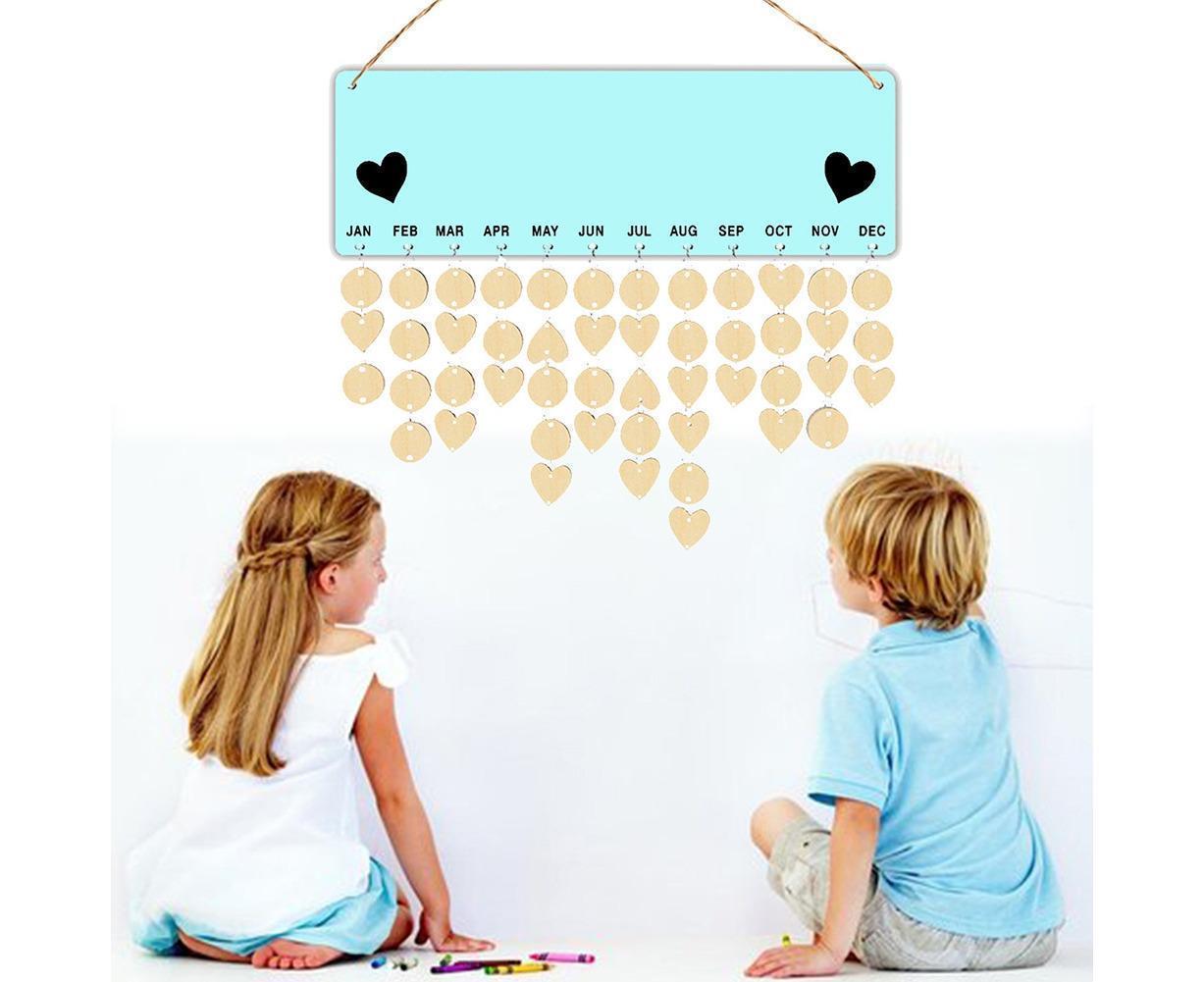 Wooden Wall Hanging DIY Calender Birthday Reminder Plaque Pendant Home Decor- F - Image 3
