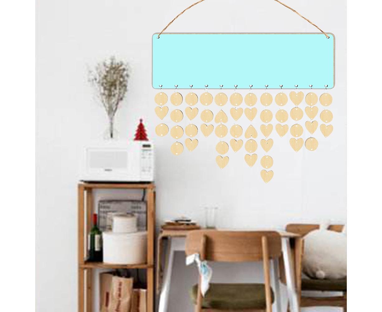 Wooden Wall Hanging DIY Calender Birthday Reminder Plaque Pendant Home Decor- F - Image 5