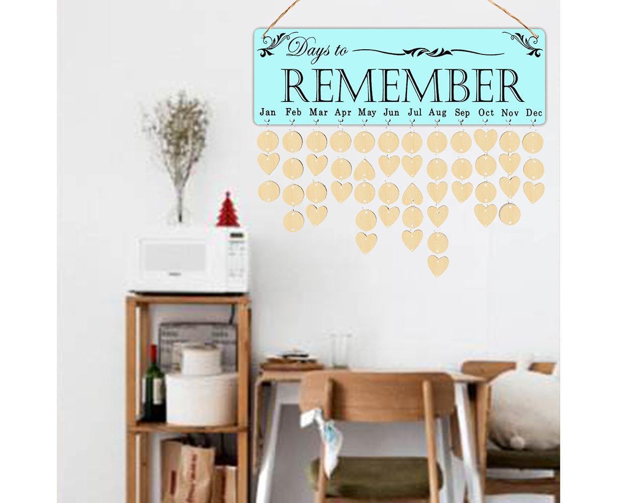 Wooden Wall Hanging DIY Calender Birthday Reminder Plaque Pendant Home Decor- F - Image 6