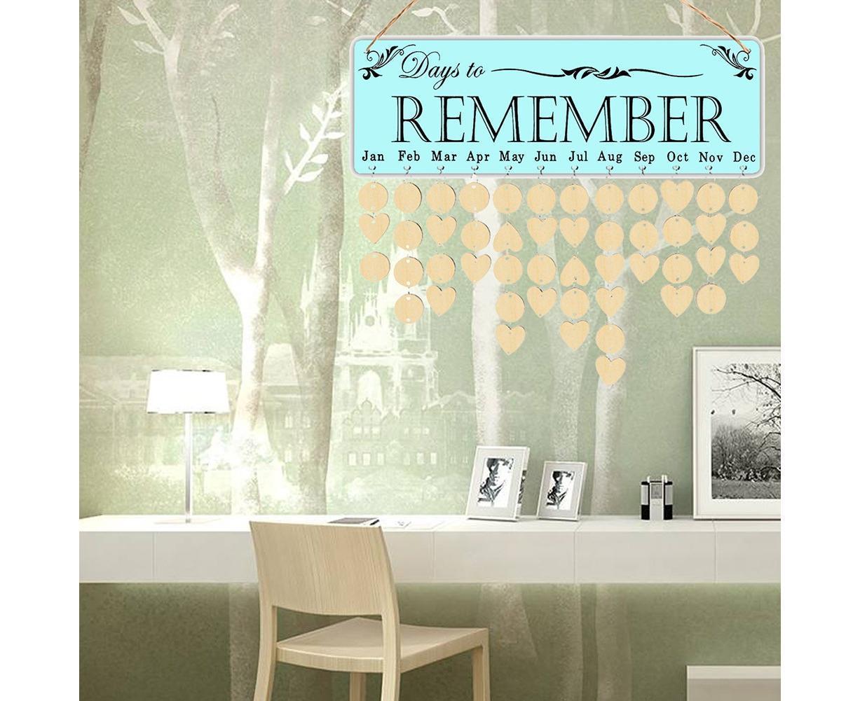 Wooden Wall Hanging DIY Calender Birthday Reminder Plaque Pendant Home Decor- F - Image 7
