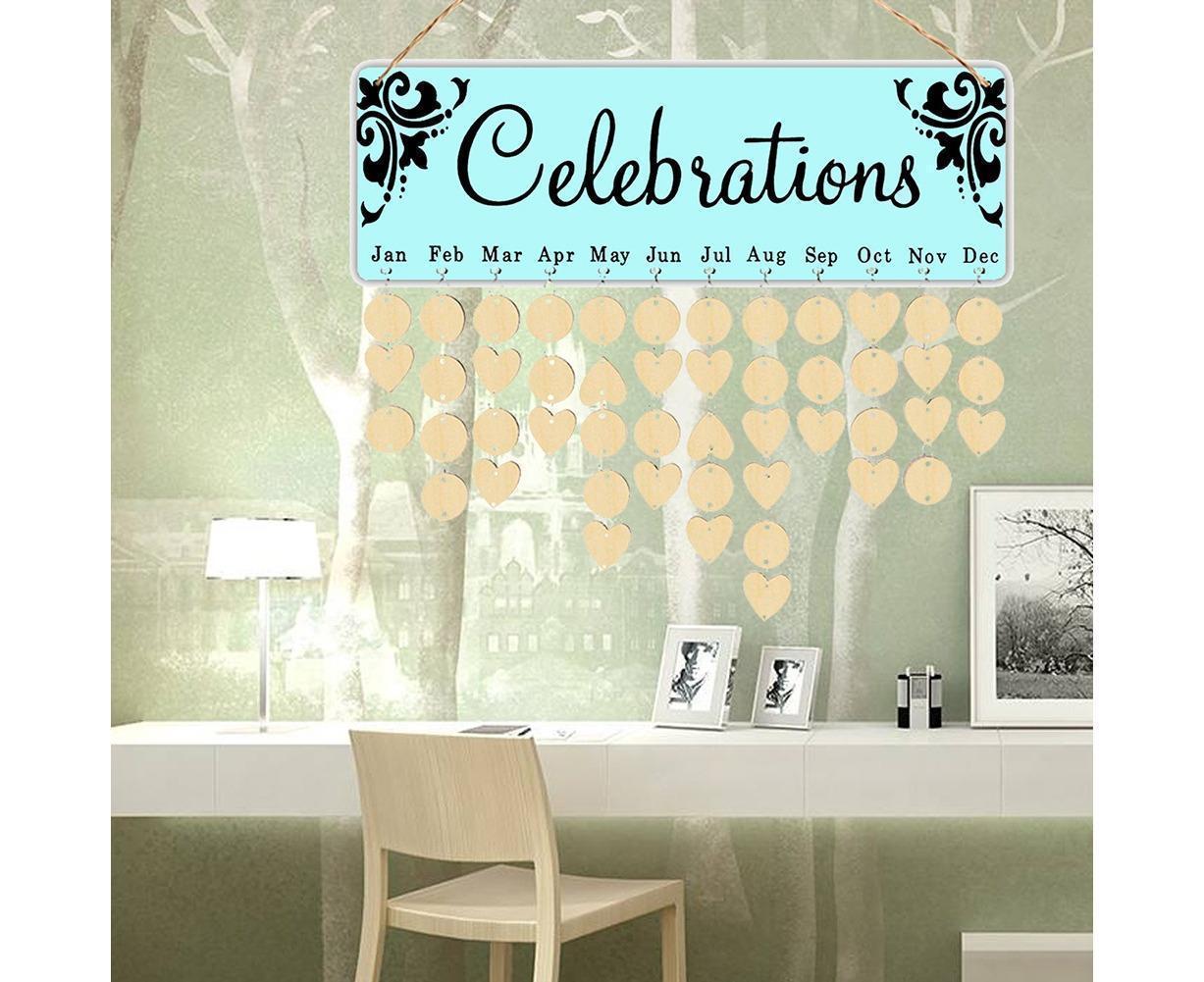Wooden Wall Hanging DIY Calender Birthday Reminder Plaque Pendant Home Decor- F - Image 8