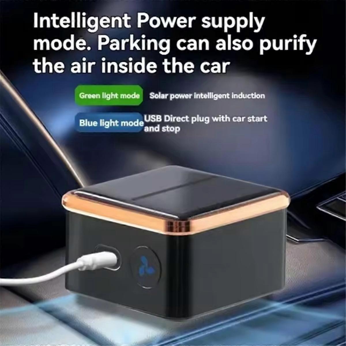 Solar Car Air Purifier USB Oxygen Cleaner with Ion Generator Compact Design - Image 2