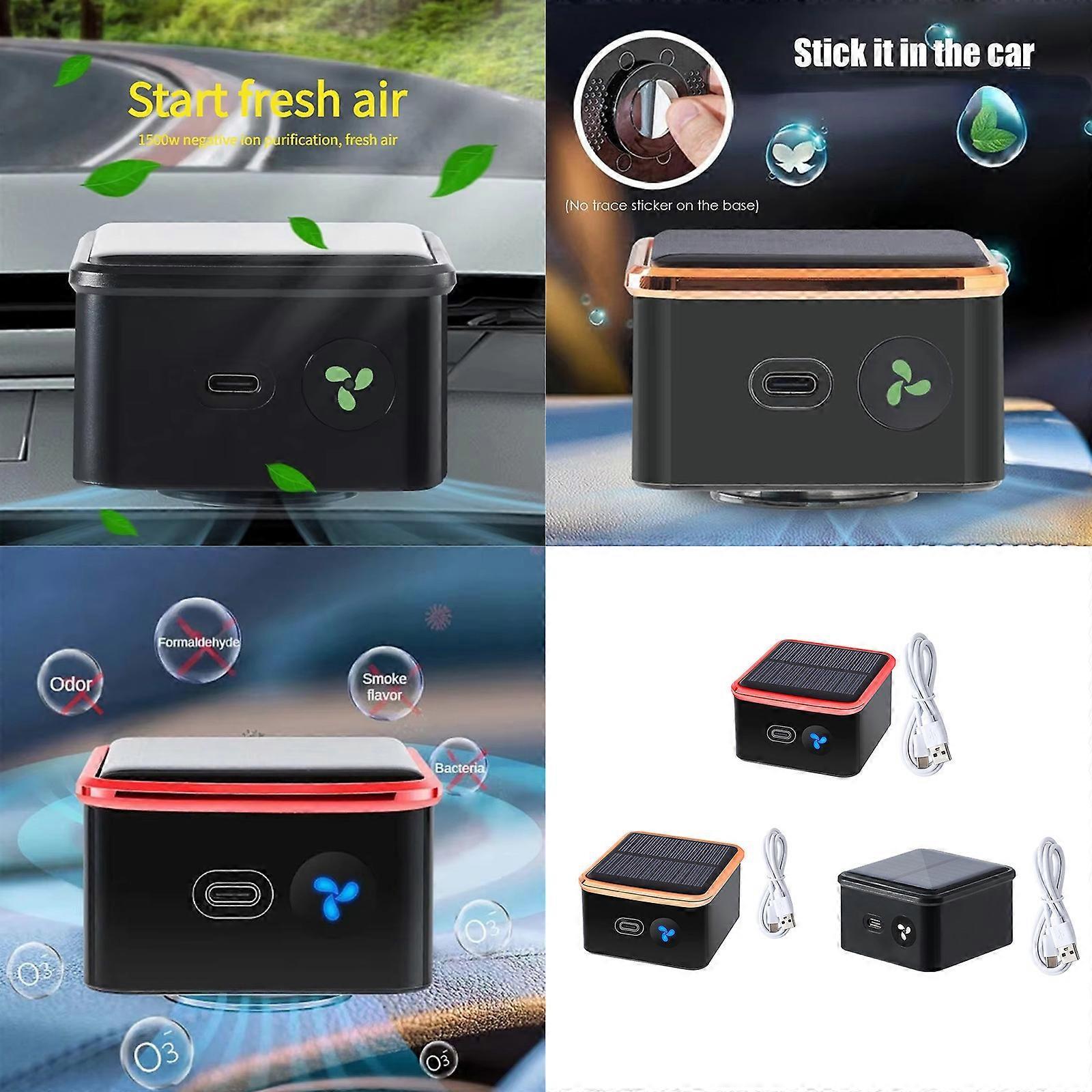 Rechargeable Solar Air Purifier for Desk, Car, Kitchen - Red, ABS Texture - Image 2