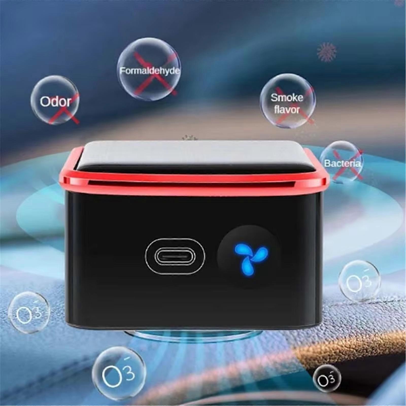 Rechargeable Solar Air Purifier for Desk, Car, Kitchen - Red, ABS Texture - Image 4