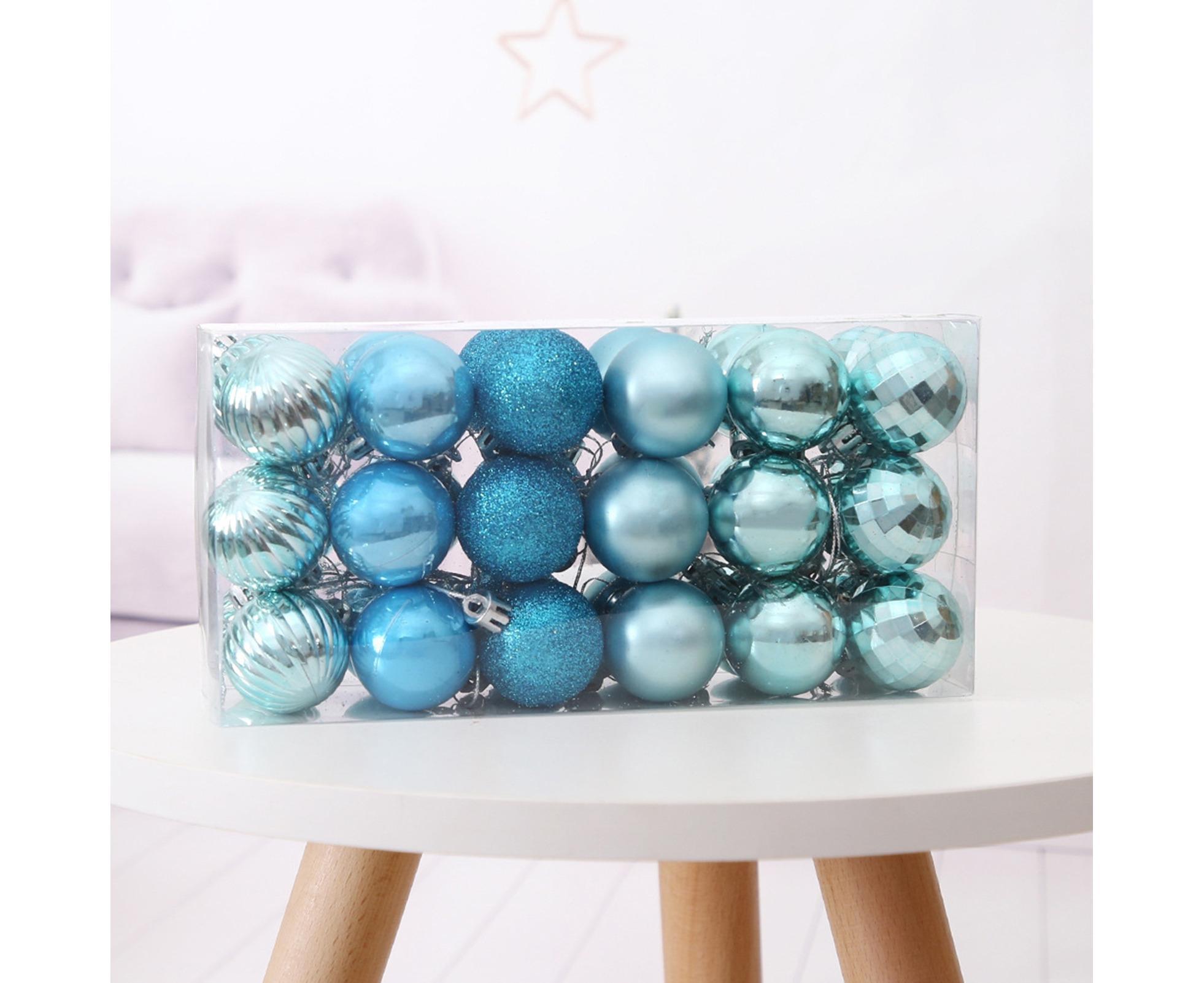 36Pcs/Set Xmas Hanging Ball Decor-Blue - Image 2