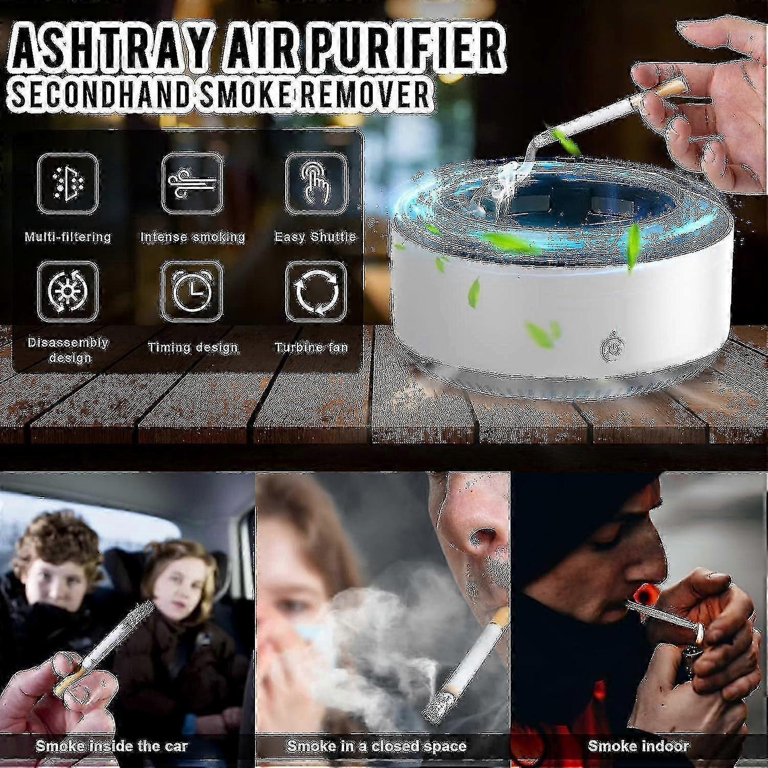 Smokeless Ashtray Air Purifier with Negative Ion for Car & Home Use - Image 2