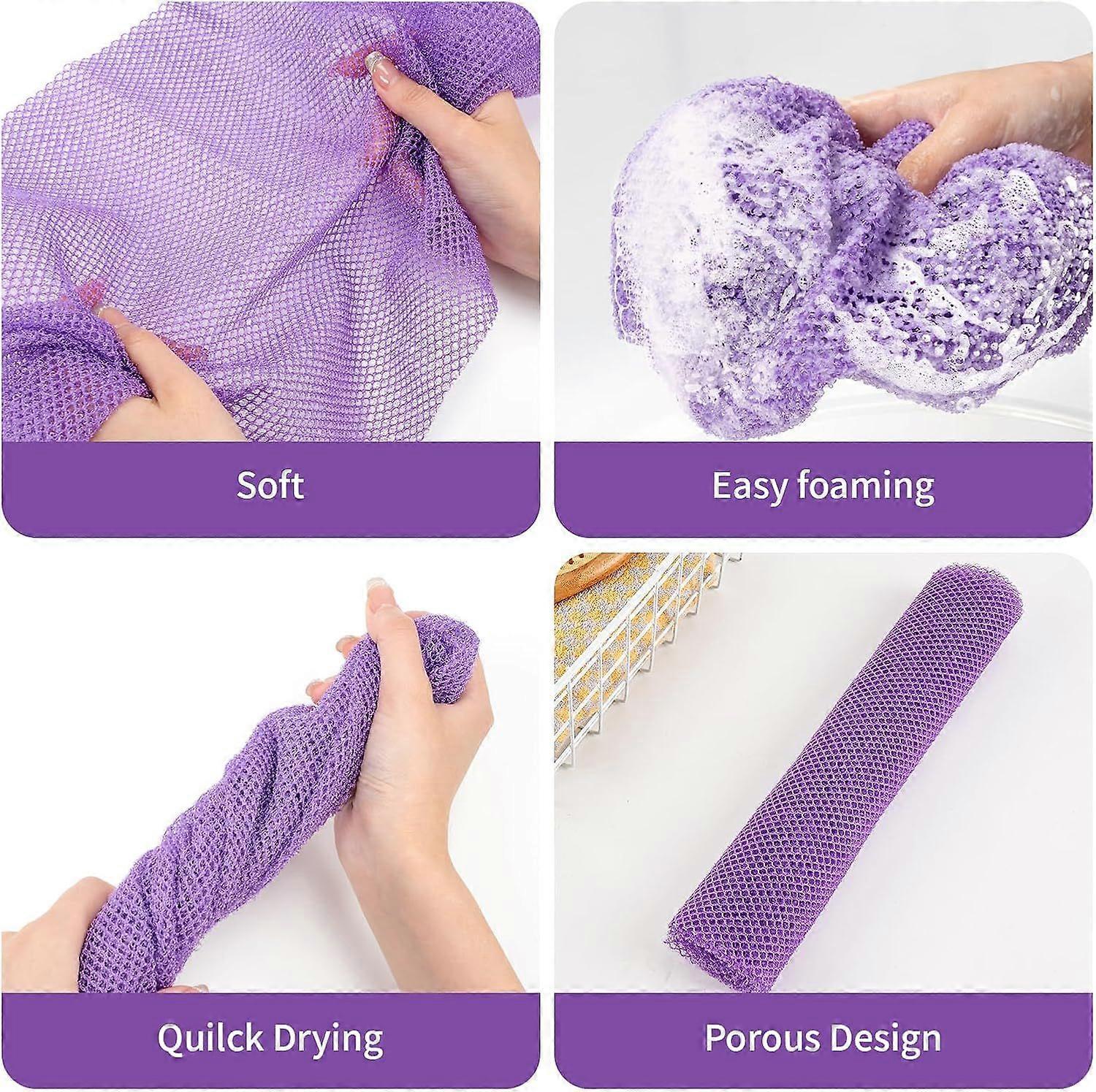 6pcs African Long Net Sponge, Exfoliating Shower Body Back Scrubber - Image 5