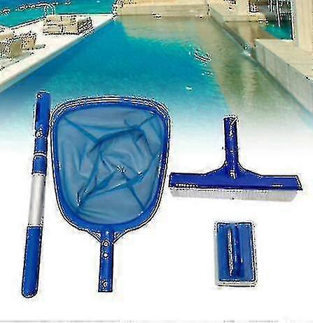Pool Cleaning Set with Leaf Net, Sponge, Brush, Telescopic Rod - Image 1