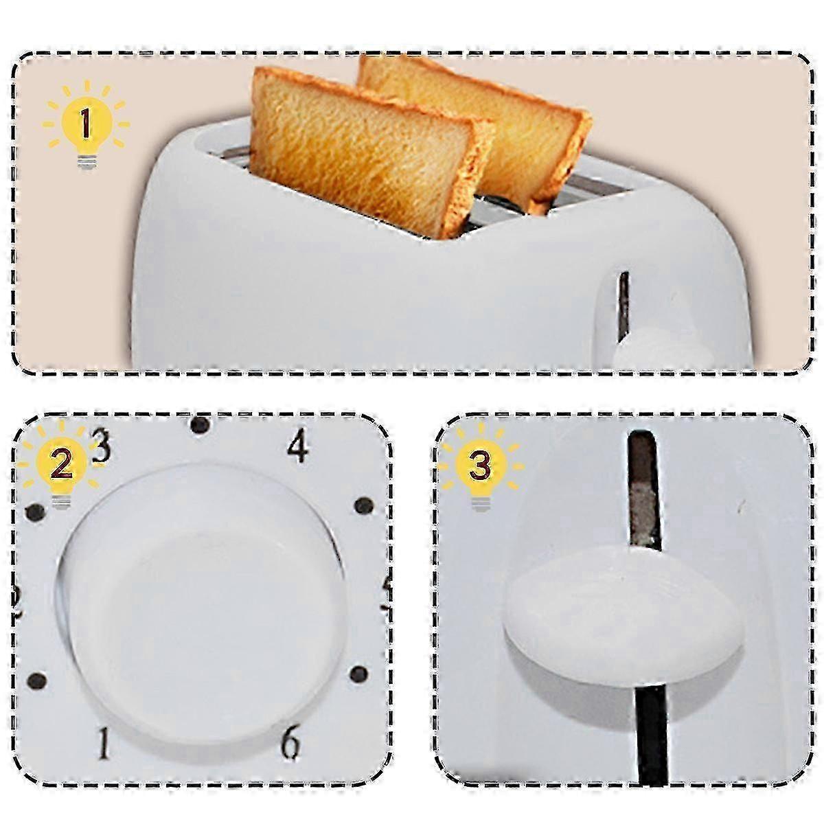 Stainless Steel 2-Slice White Toaster, Wide Slot, Adjustable Browning - Image 3