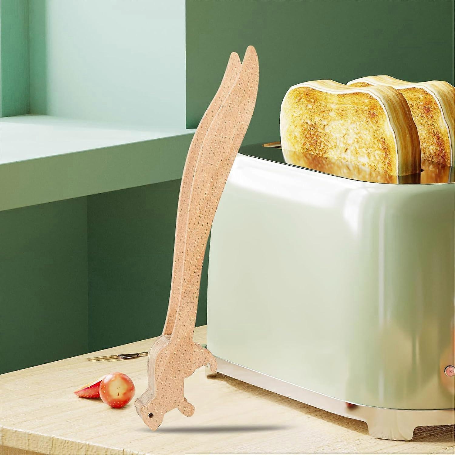 2pcs Wooden Toaster Tongs for Bread and Appetizers - Image 2