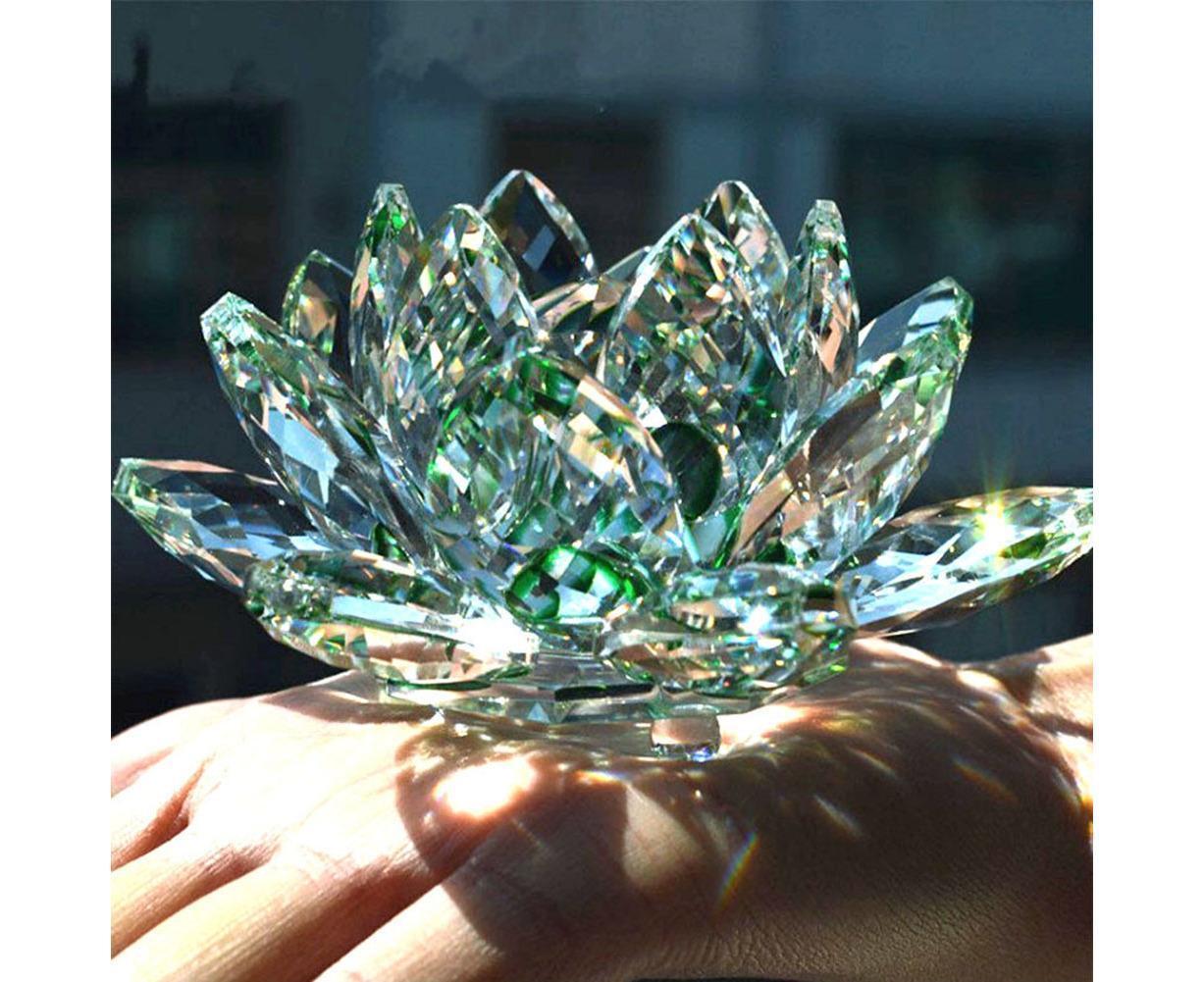 Artificial Quartz Crystal Lotus Flower Figurine Wedding Party Decor Souvenir-Pink - Image 4