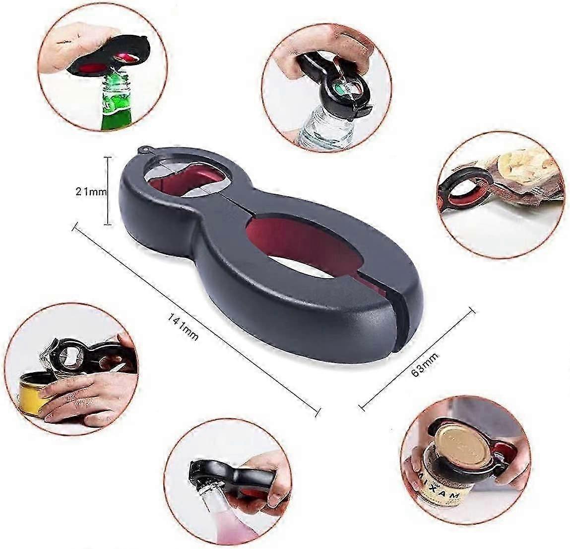 Adjustable 6-in-1 Can & Bottle Opener, Arthritis Friendly, Easy Grip, Multifunction Tool - Image 2