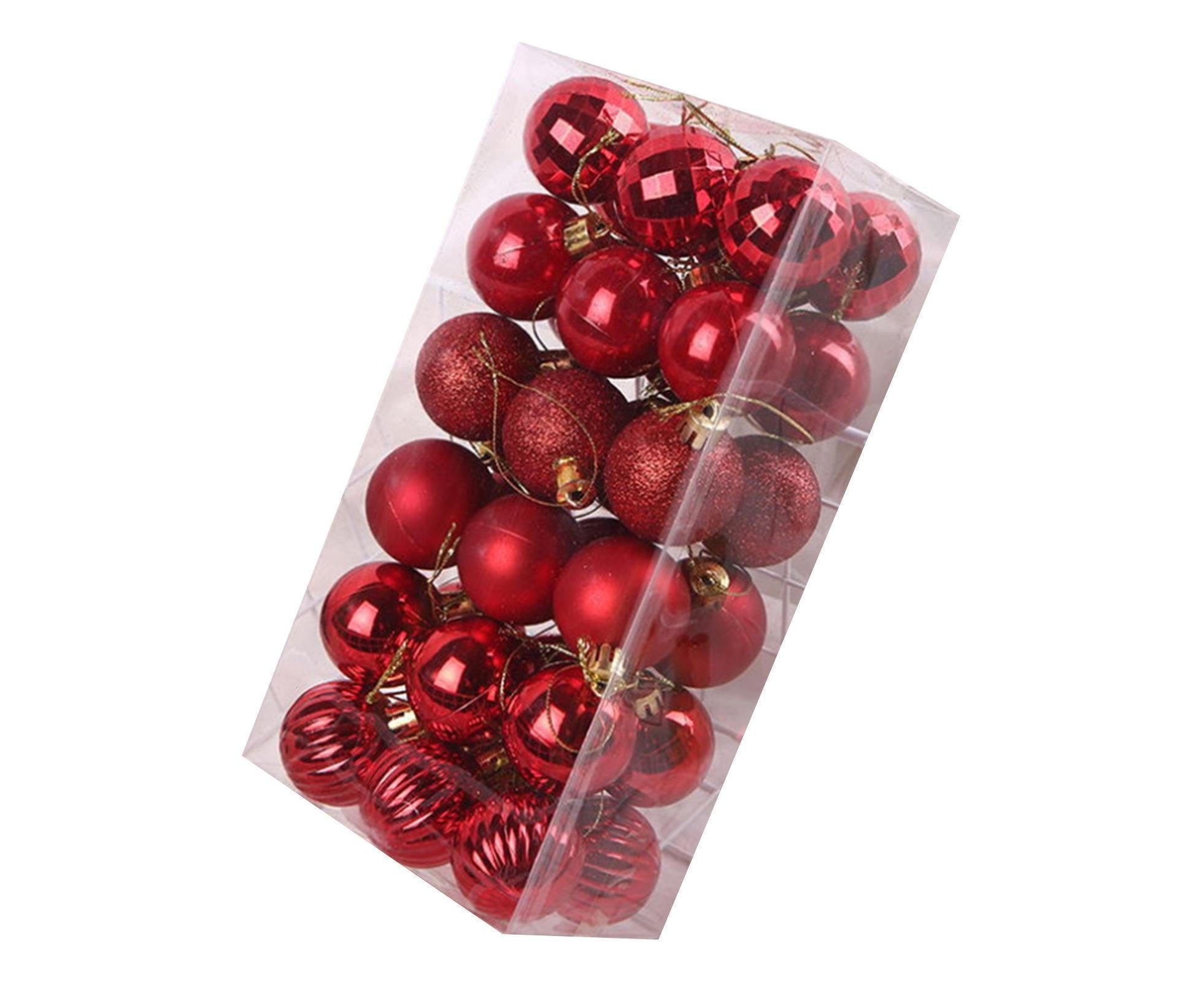 36Pcs Christmas Tree Balls Festival Home Party Mall Xmas Hanging Decor Ornament-Red - Image 1