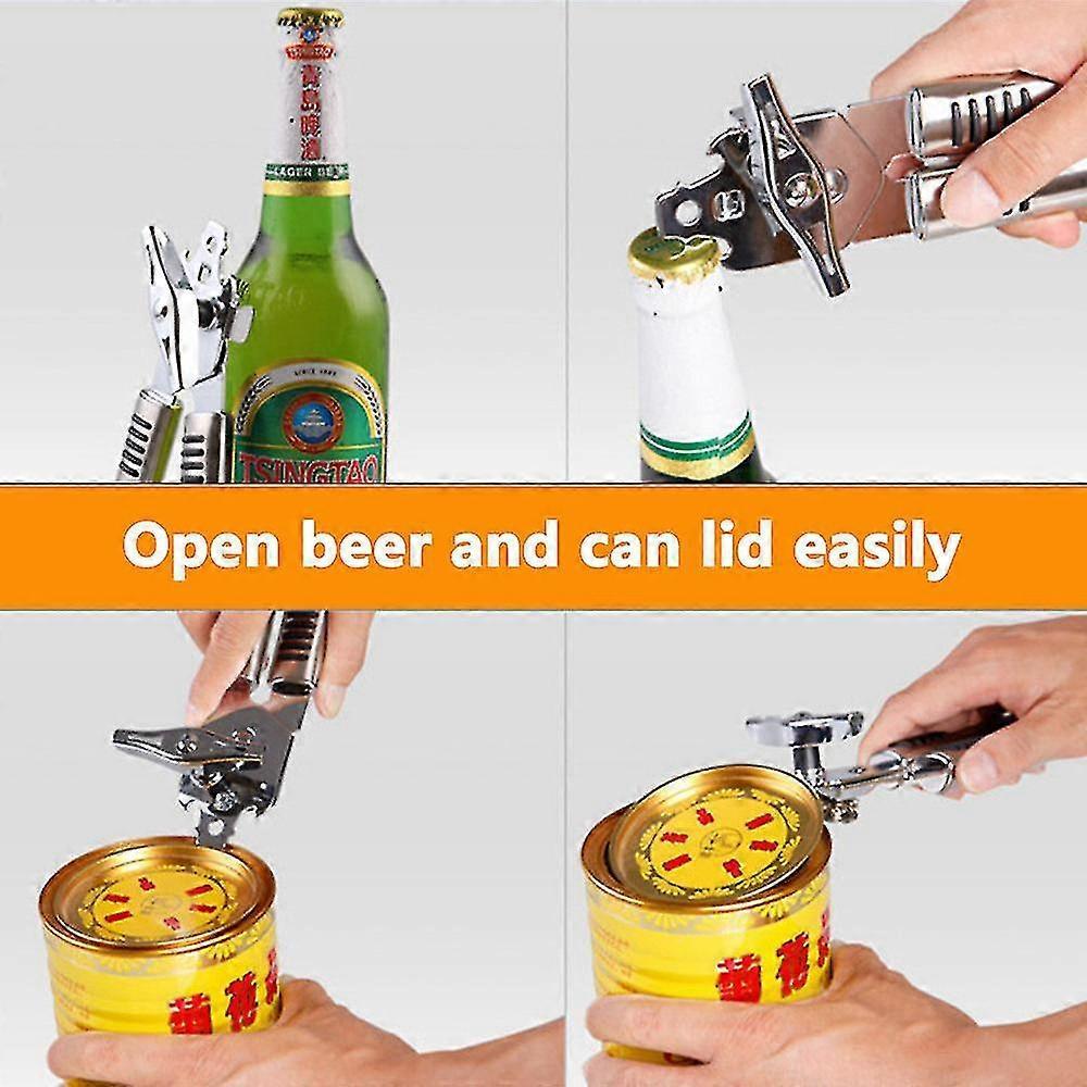 3-in-1 Manual Can Opener with Bottle Opener, Ergonomic Grip - Image 4