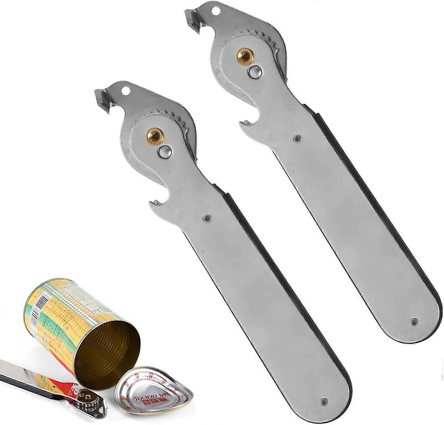 2pcs Stainless Steel Manual Can Opener, Smooth Edge, Tin & Can Opening Tool - Image 1