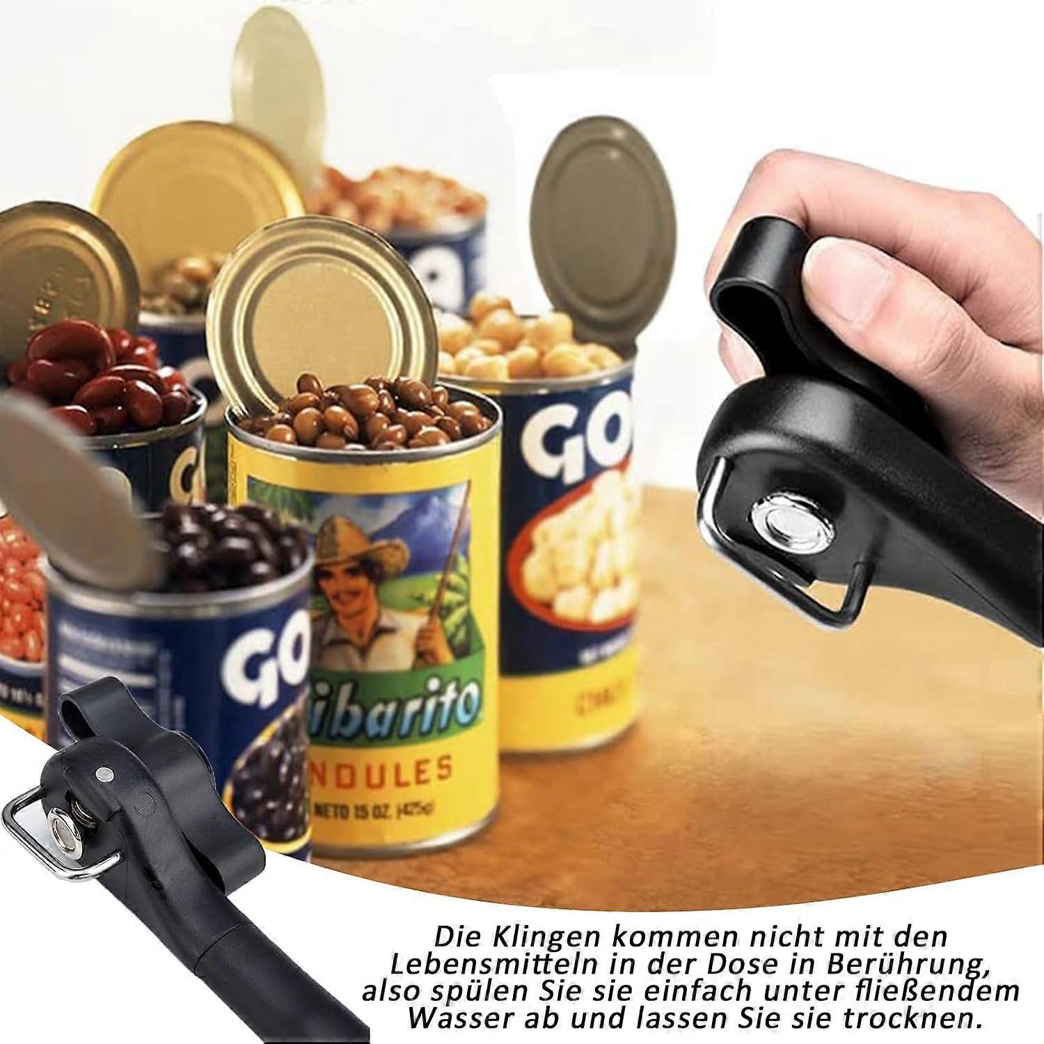 Manual Stainless Steel Can Opener, No Sharp Edges, Black, Restaurant & Kitchen Use - Image 3