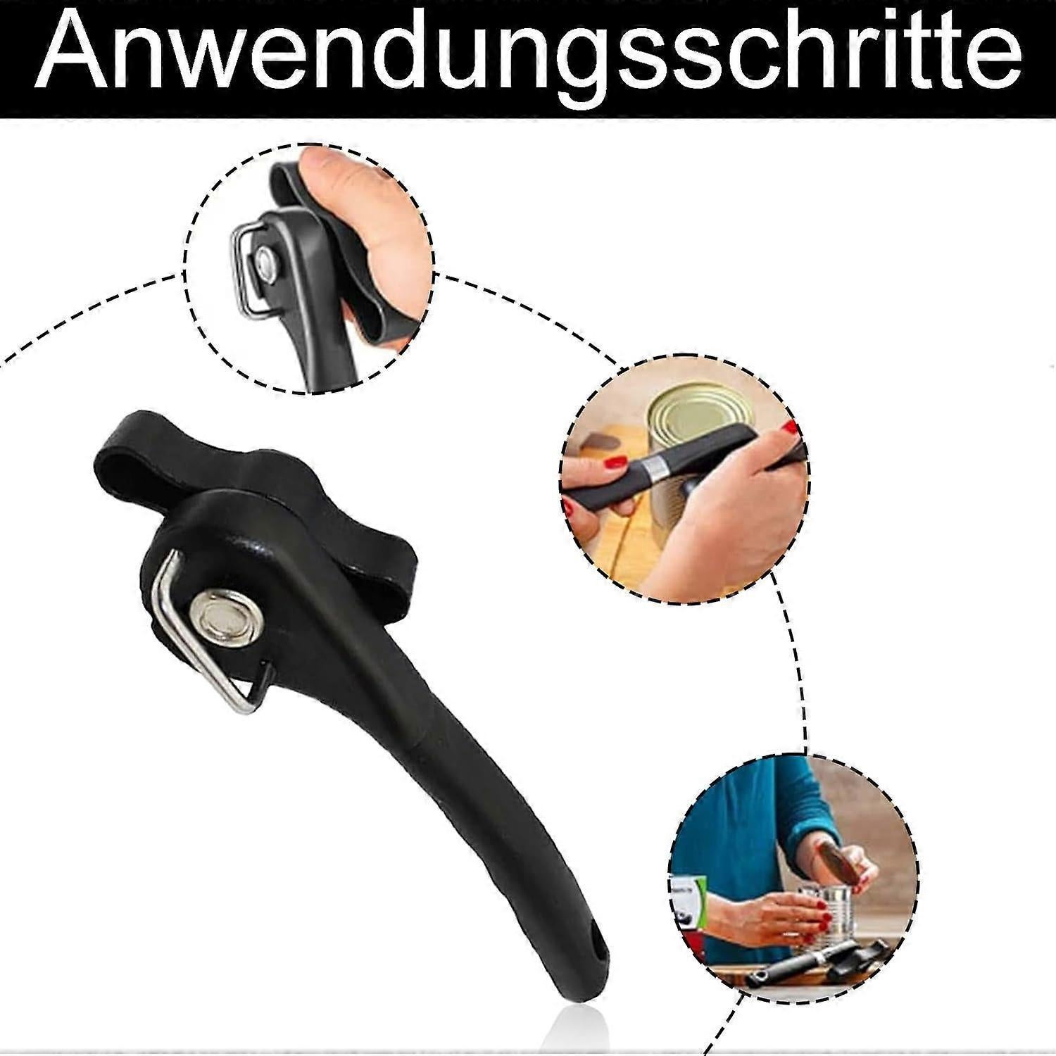 Manual Stainless Steel Can Opener, No Sharp Edges, Black, Restaurant & Kitchen Use - Image 4