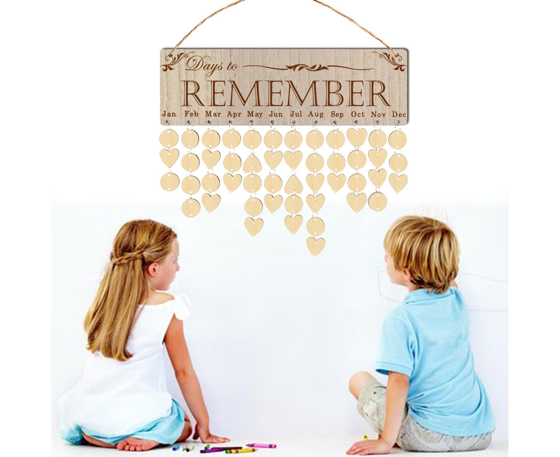 Wall Hanging Calendar Wooden Words Print Family Home Ornaments Office Decor- A - Image 2
