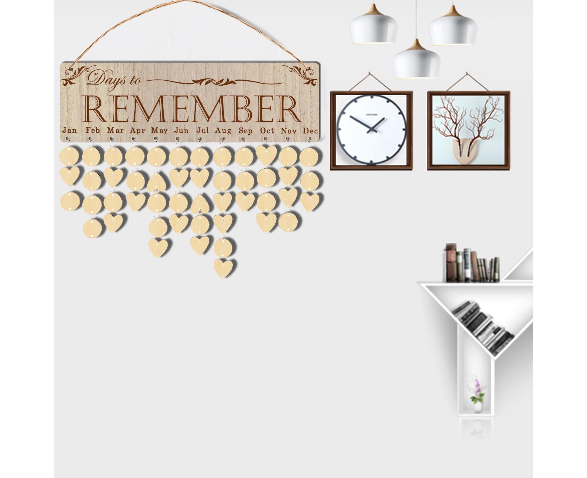 Wall Hanging Calendar Wooden Words Print Family Home Ornaments Office Decor- A - Image 4