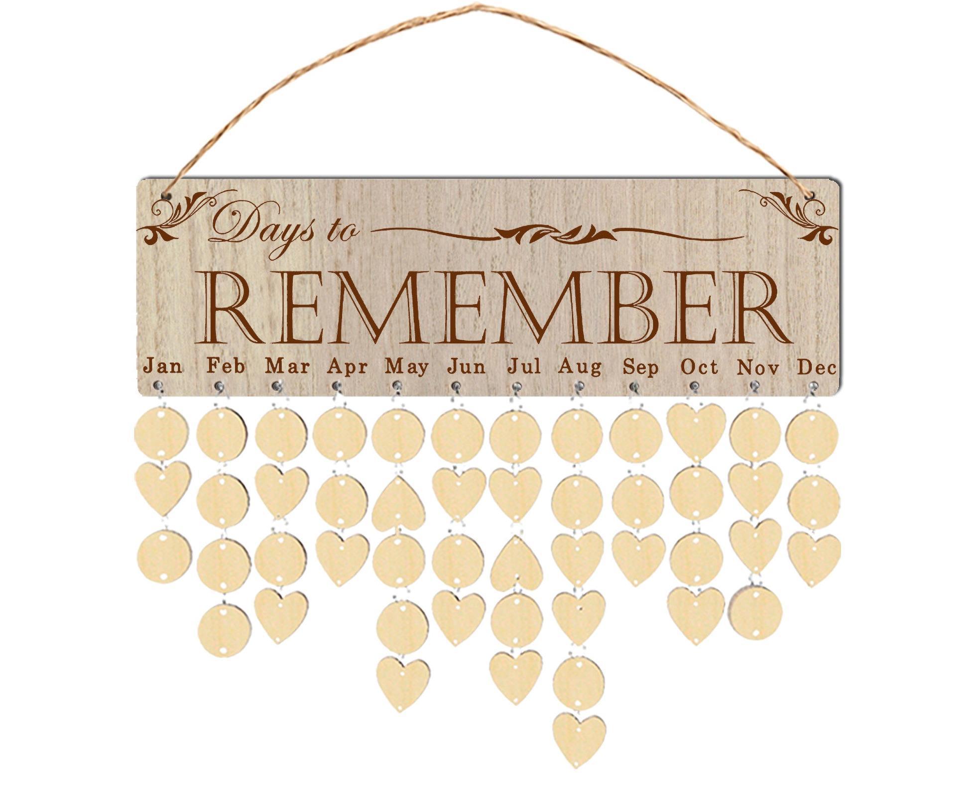 Wall Hanging Calendar Wooden Words Print Family Home Ornaments Office Decor- A - Image 7