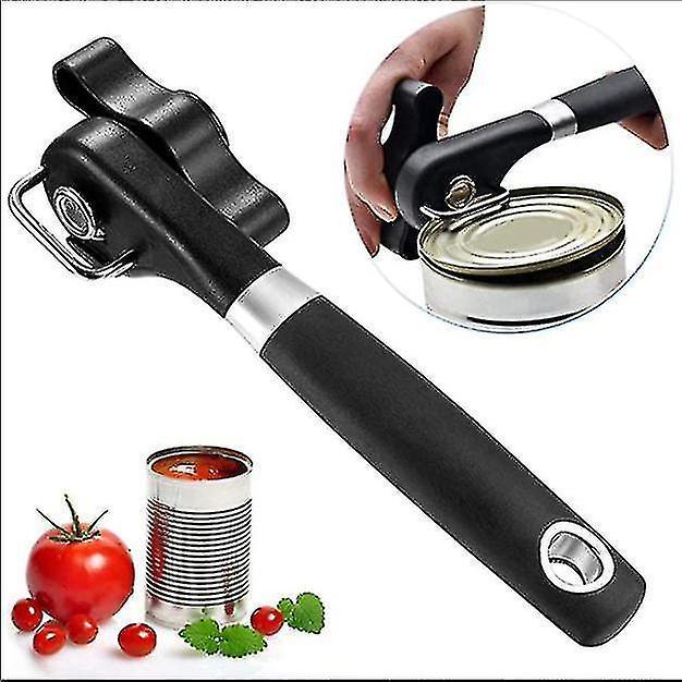Secure Cut Can Opener, Manual Smooth Edge, Ergonomic Grip, Black - Image 1