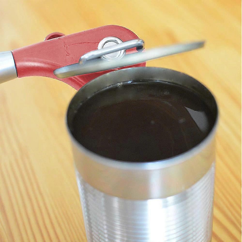 Manual Stainless Steel Can Opener, Smooth Edge, Red Handle - Image 4