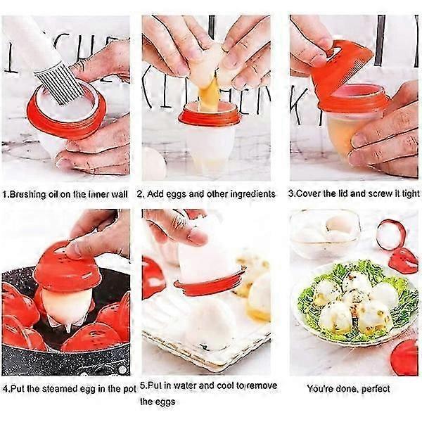 6 Pcs Silicone Egg Cooker Poacher Cups, Food Grade - Image 4