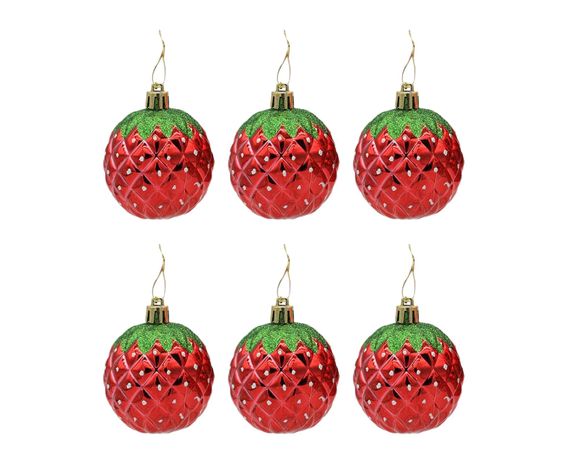 6Pcs Strawberry Ball Pendants-8 cm - Image 1