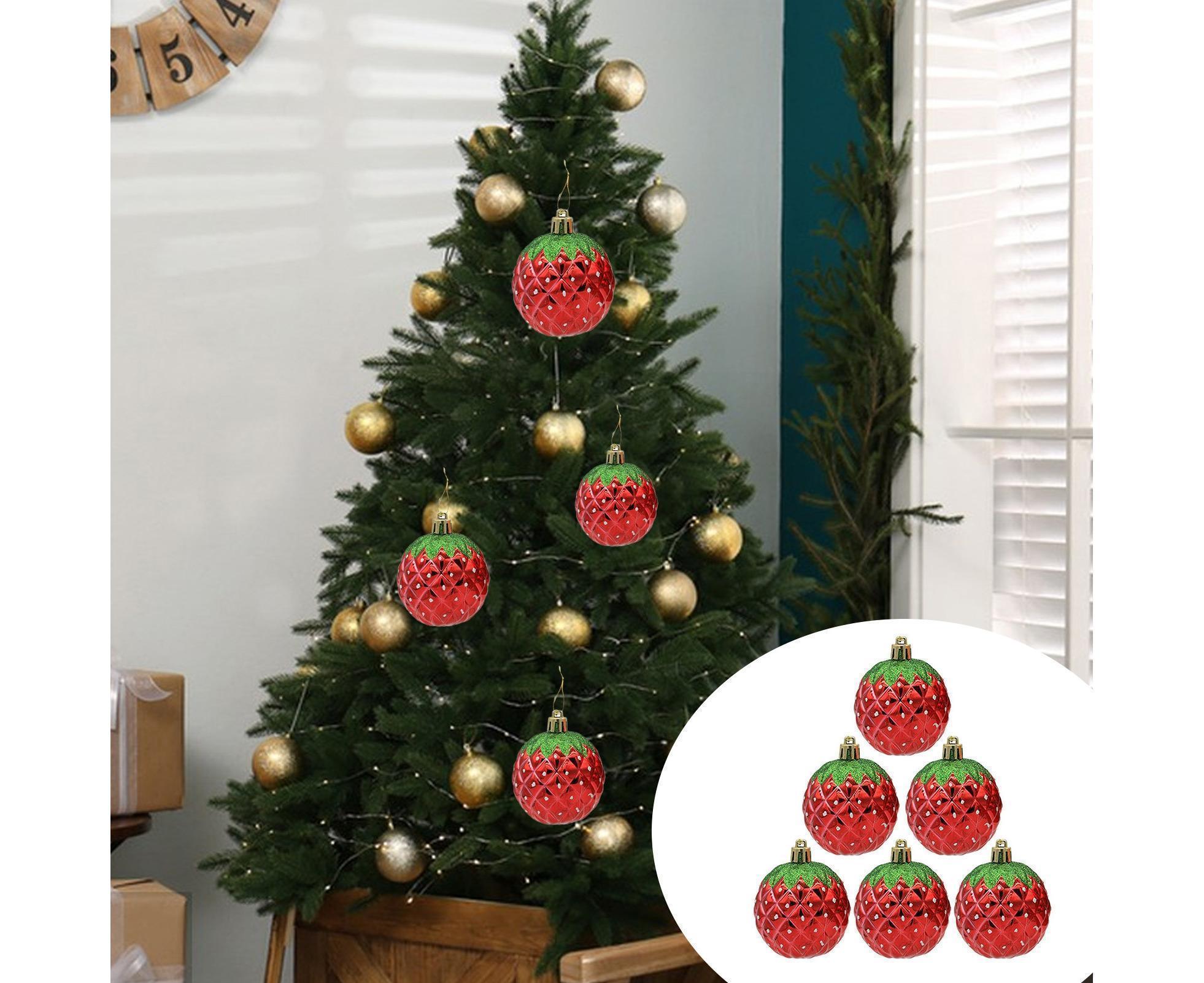 6Pcs Strawberry Ball Pendants-8 cm - Image 2
