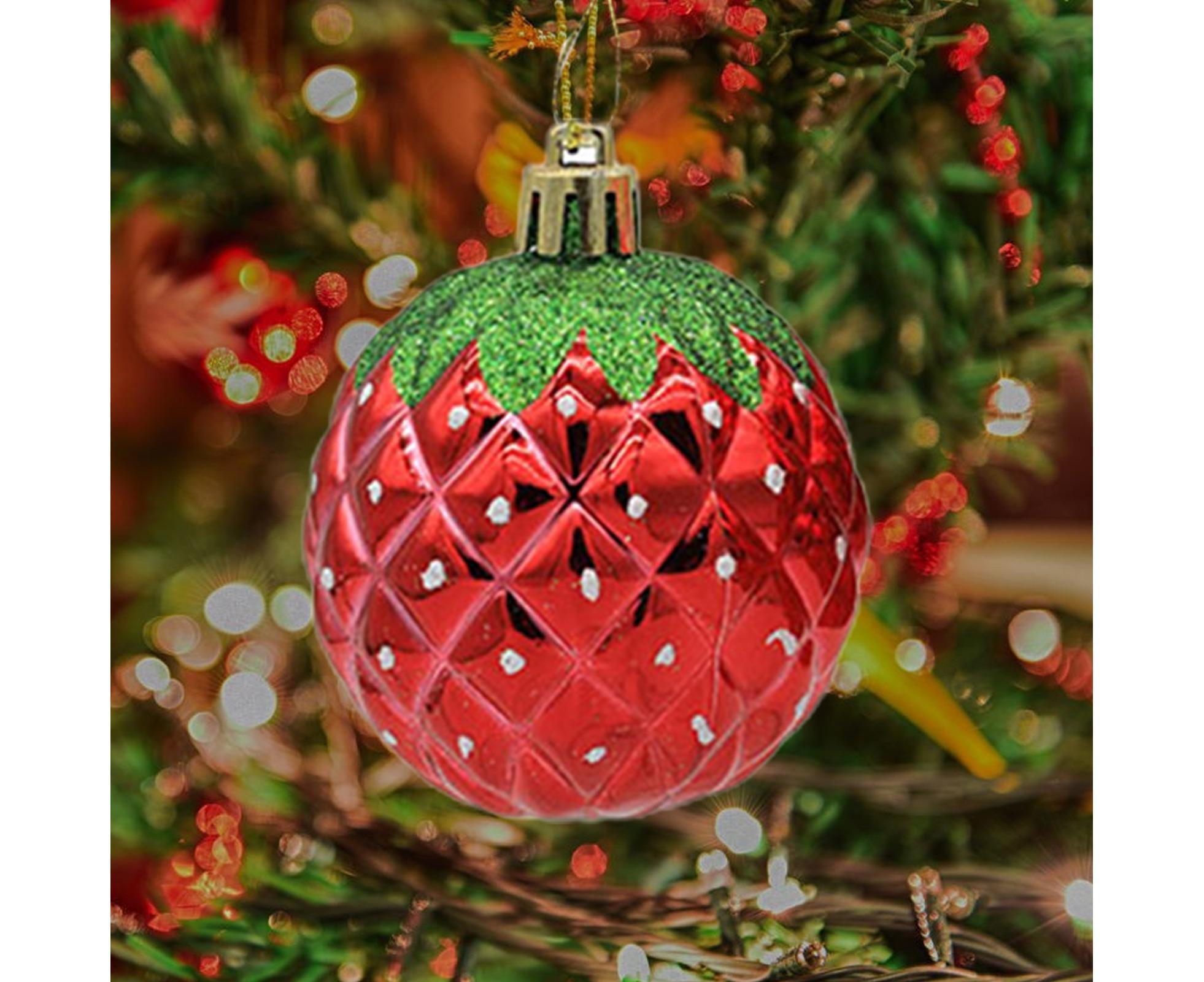 6Pcs Strawberry Ball Pendants-8 cm - Image 3