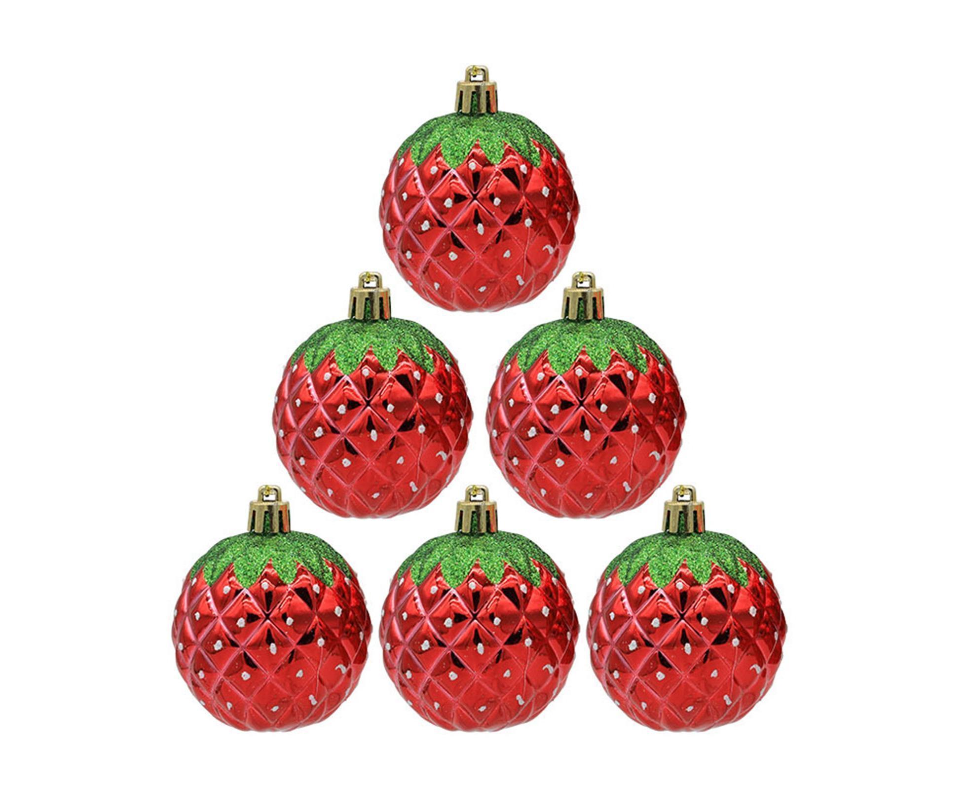 6Pcs Strawberry Ball Pendants-8 cm - Image 6