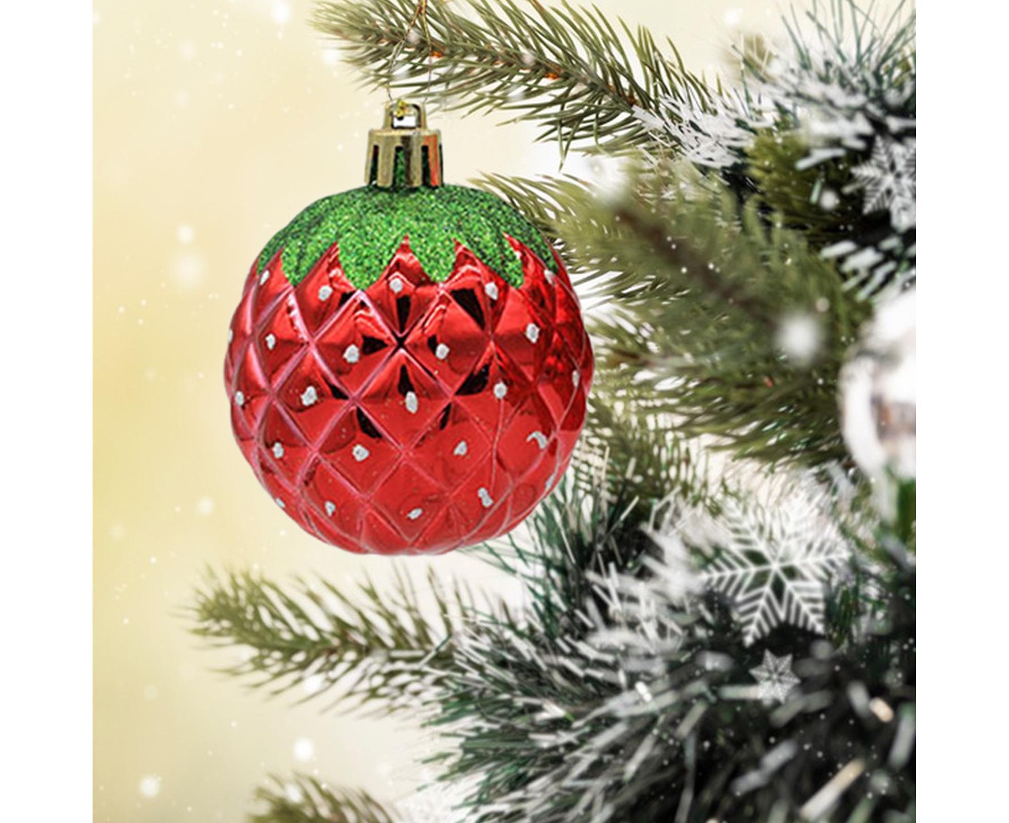 6Pcs Strawberry Ball Pendants-8 cm - Image 8
