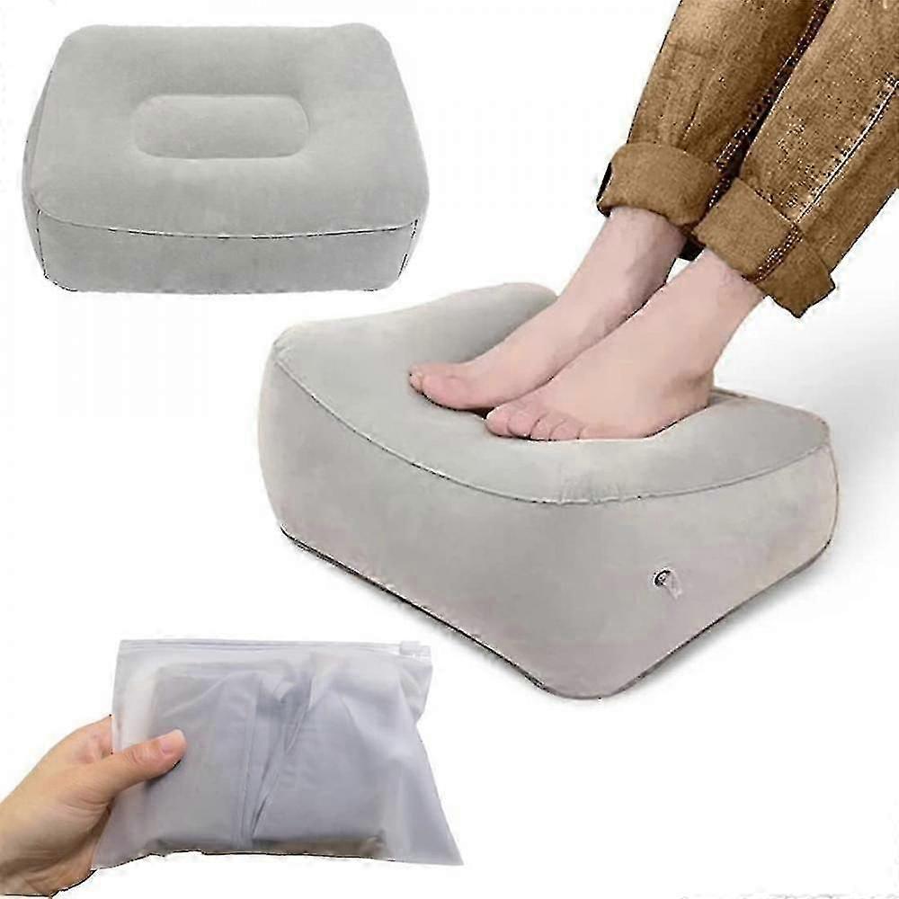 Inflatable Flocking Fabric Foot Rest, Airplane/Car/Office Use - Image 1