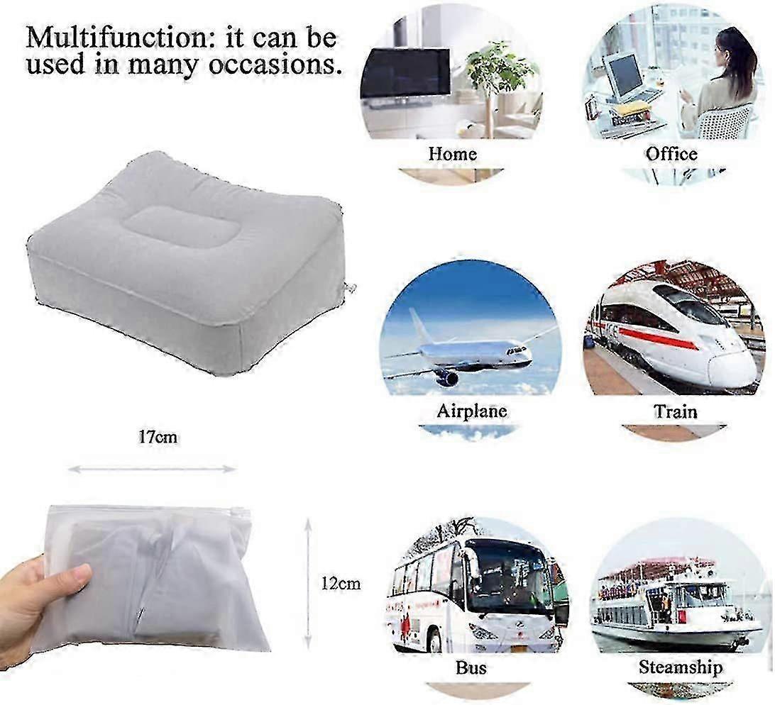 Inflatable Flocking Fabric Foot Rest, Airplane/Car/Office Use - Image 4