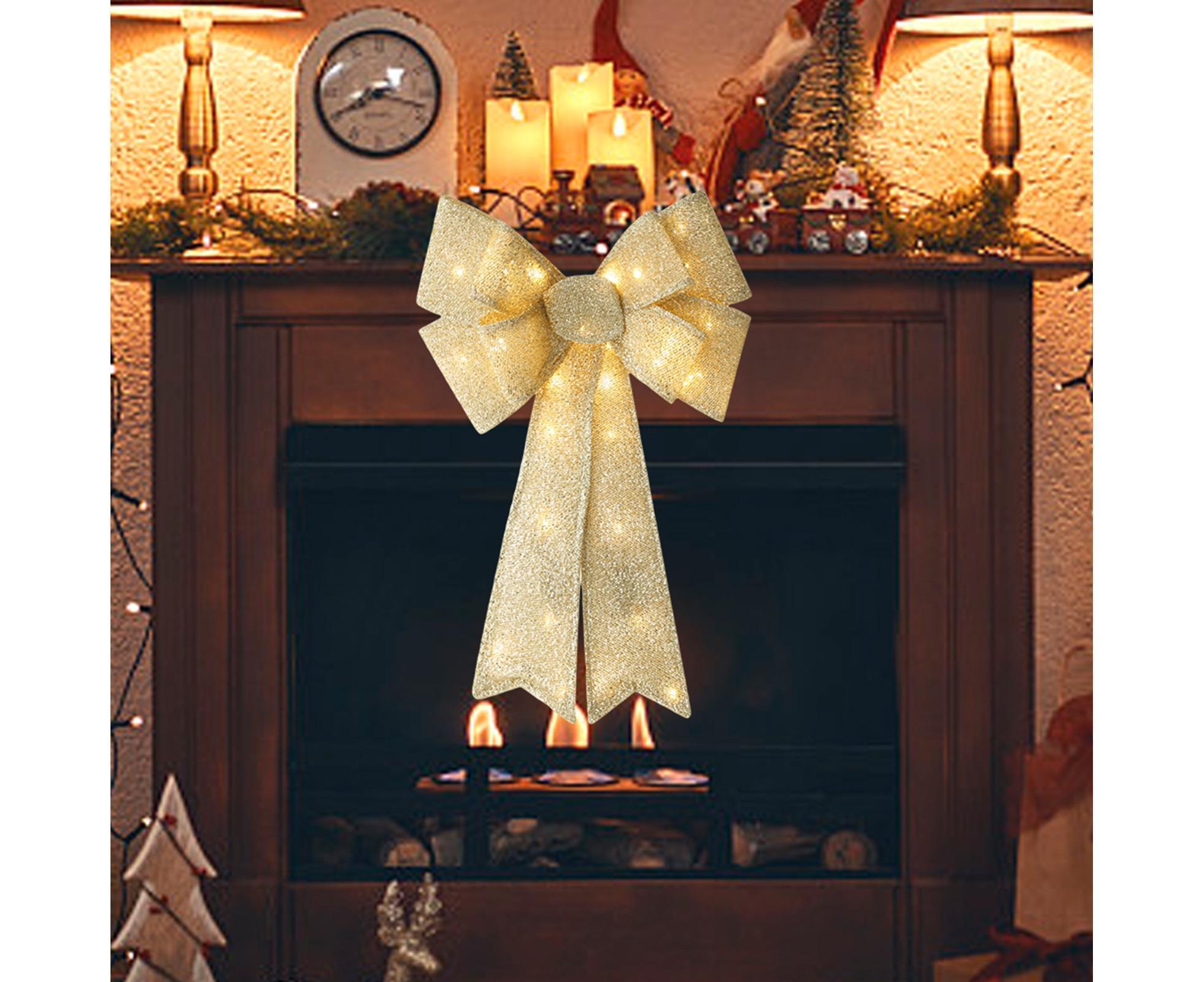 Xmas Tree Wreath Bow Pendant for Party-Golden - Image 2