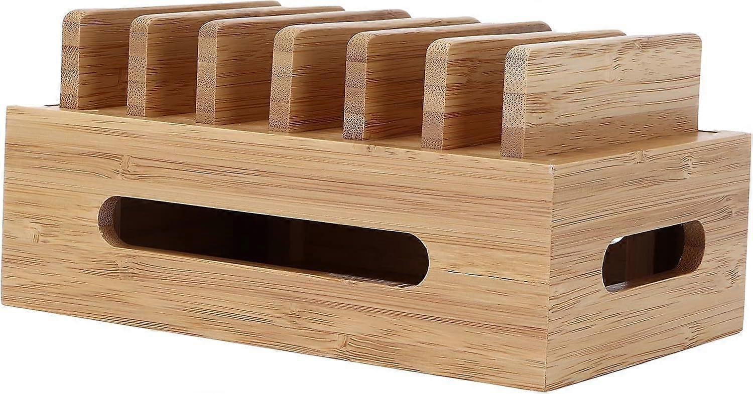 Bamboo Charging Station for Multiple Devices, Wood Organizer Dock - Image 1