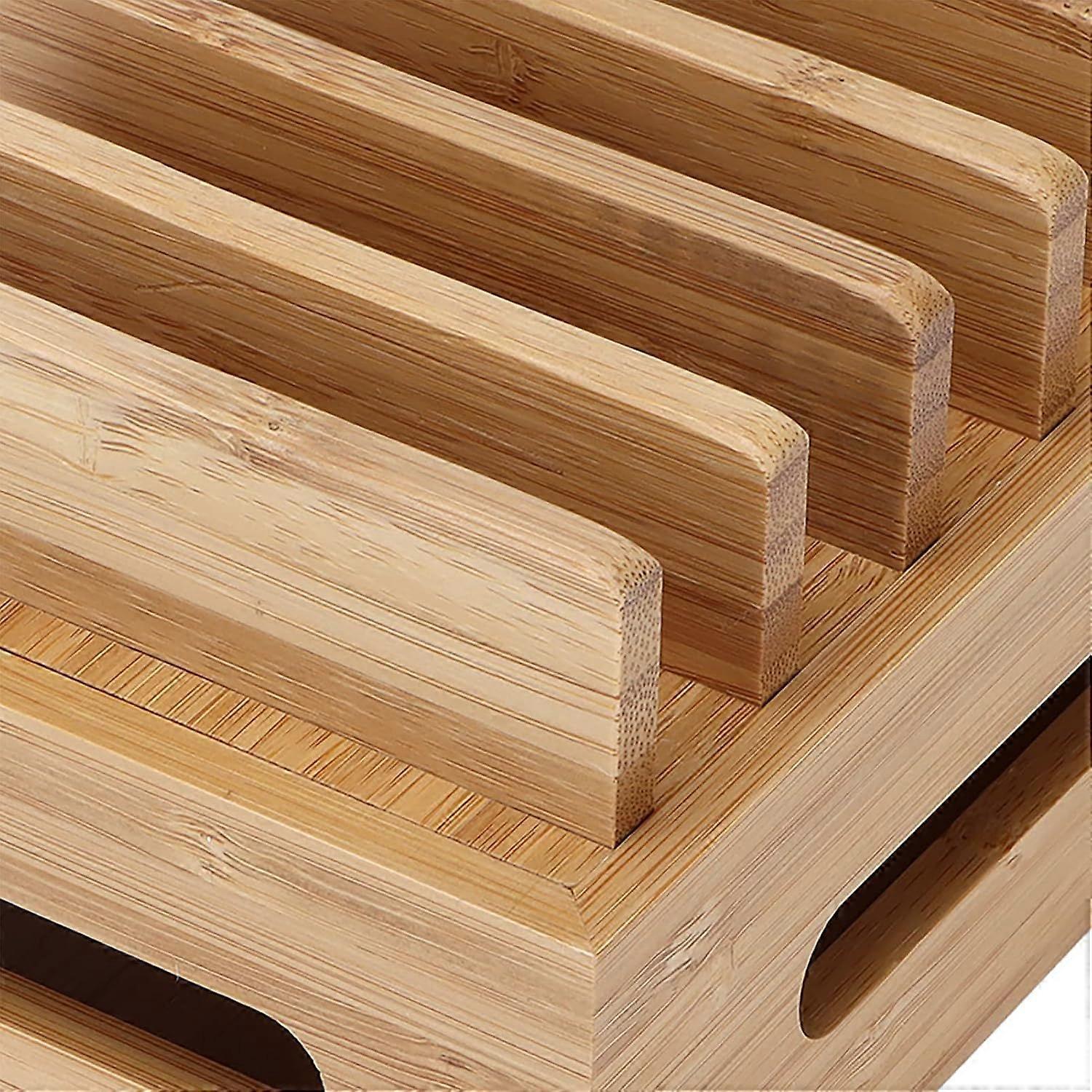 Bamboo Charging Station for Multiple Devices, Wood Organizer Dock - Image 4