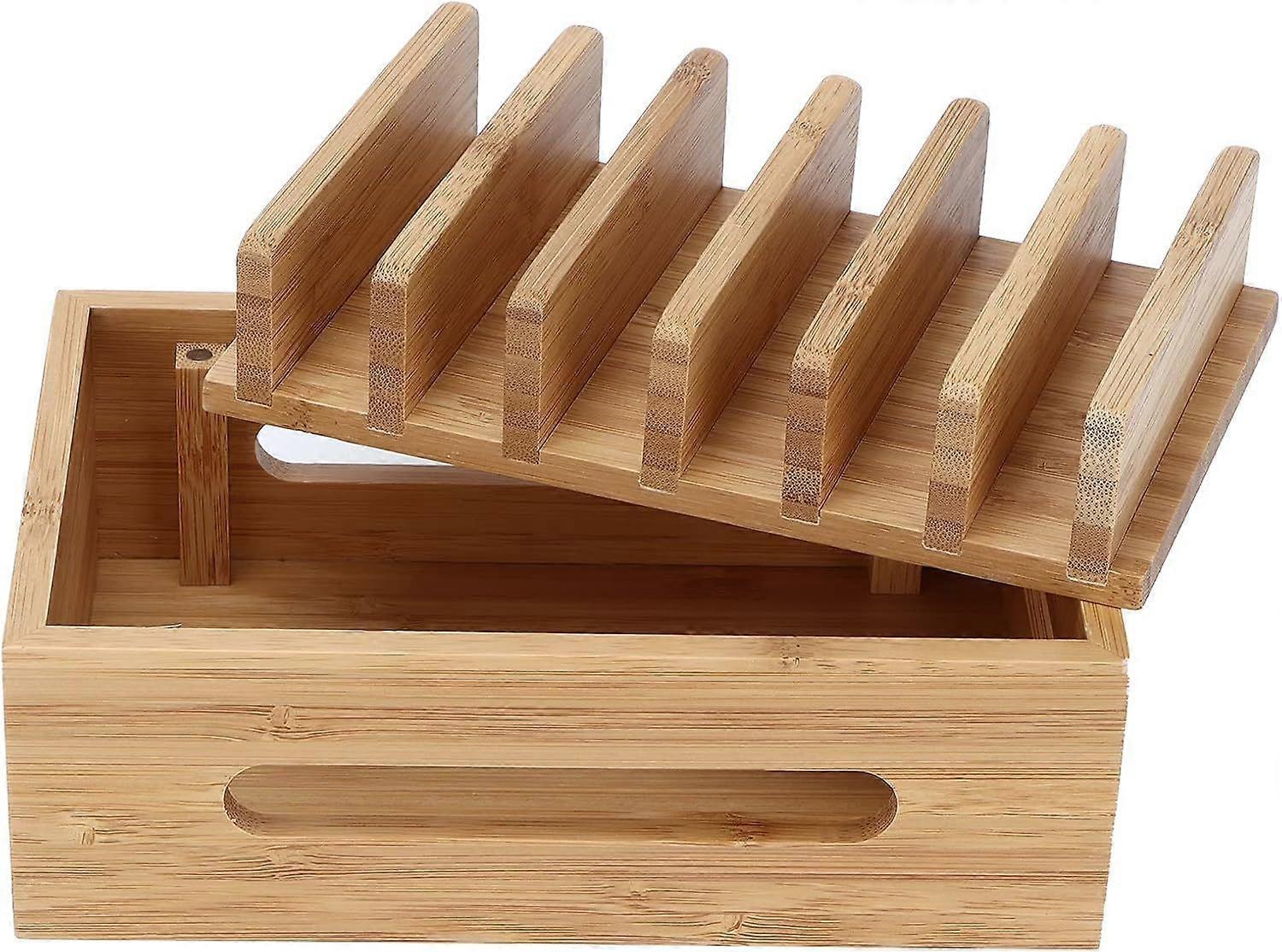 Bamboo Charging Station for Multiple Devices, Wood Organizer Dock - Image 5