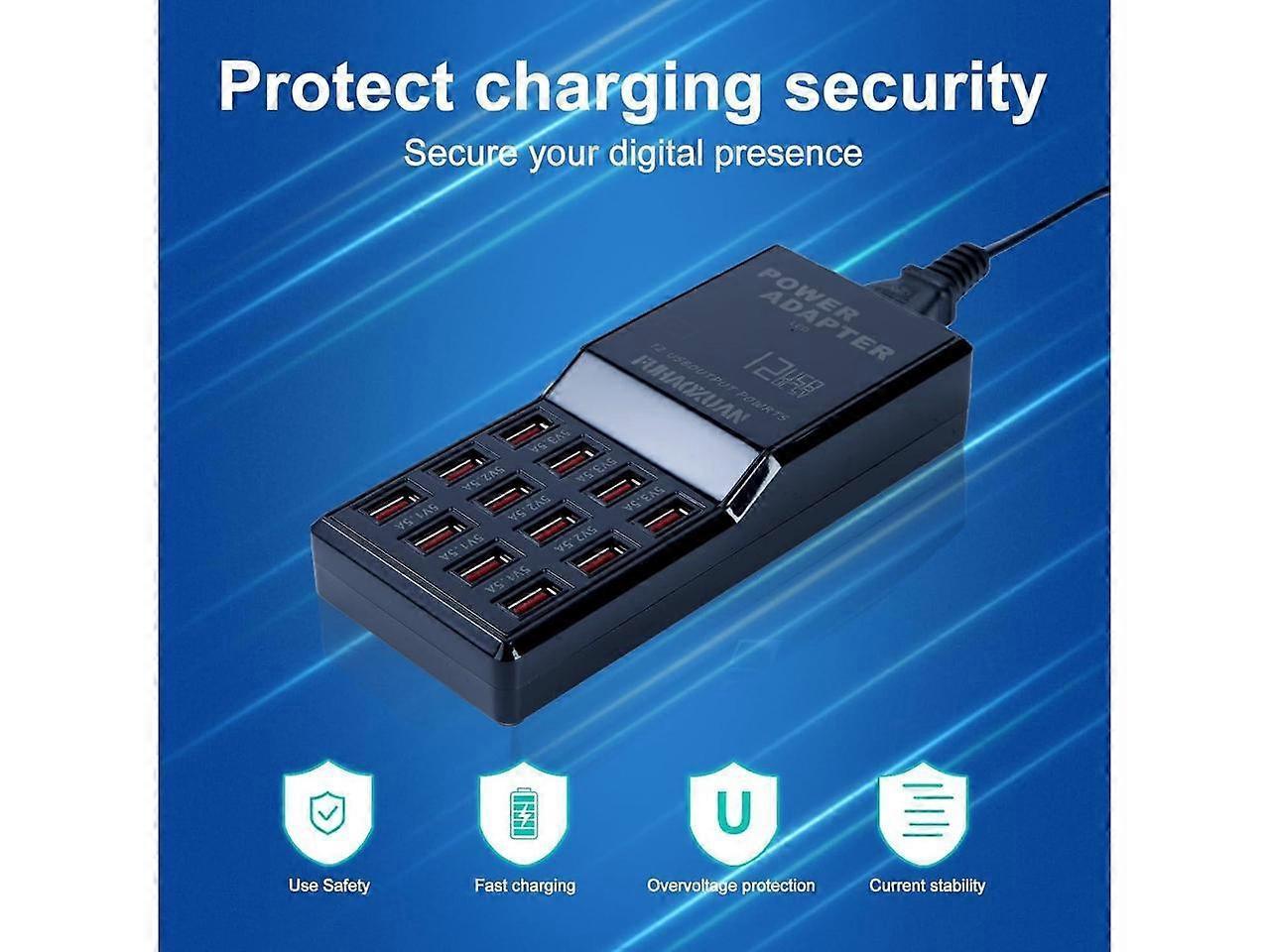 60W 12-Port USB Charging Station for Multiple Devices, Apple & More - Image 3