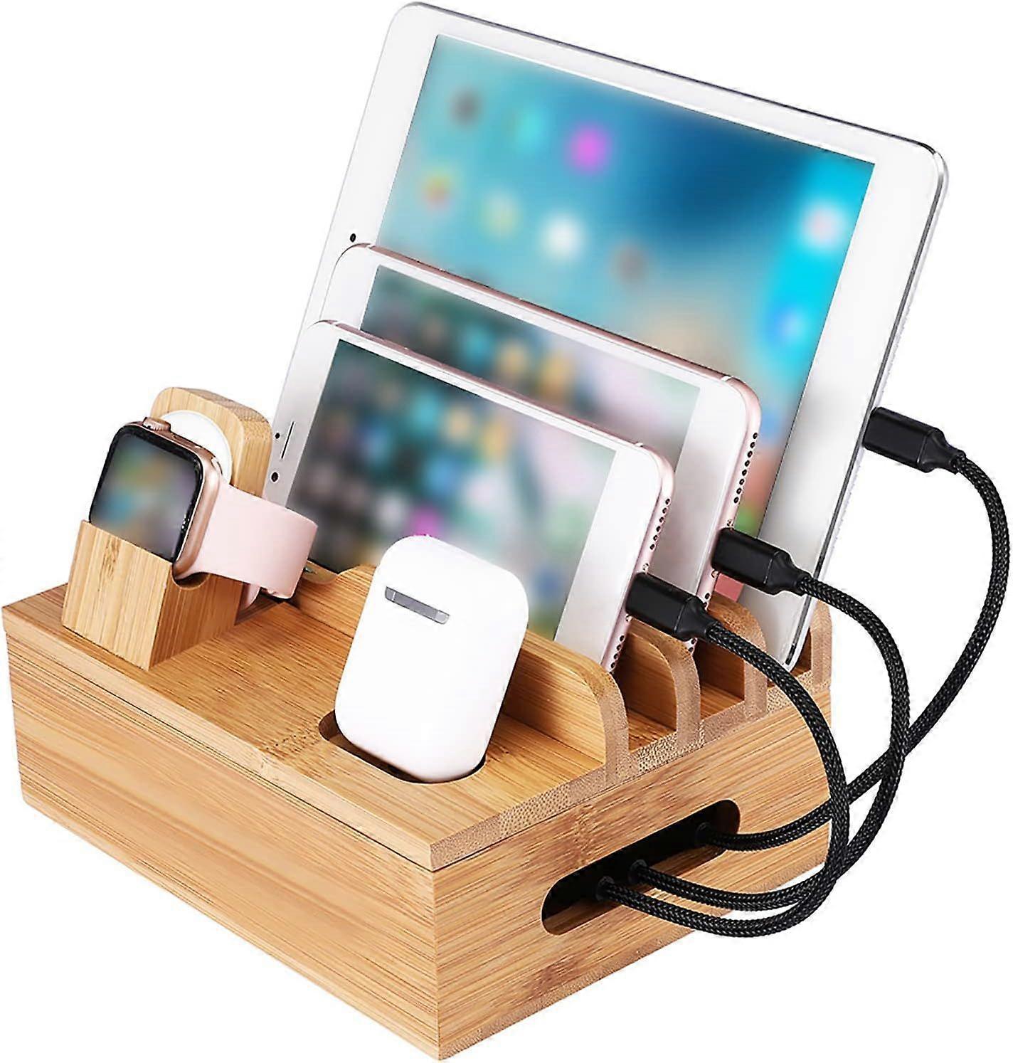 Bamboo Phone Charging Organizer, Bedside Desktop Dock - Image 2