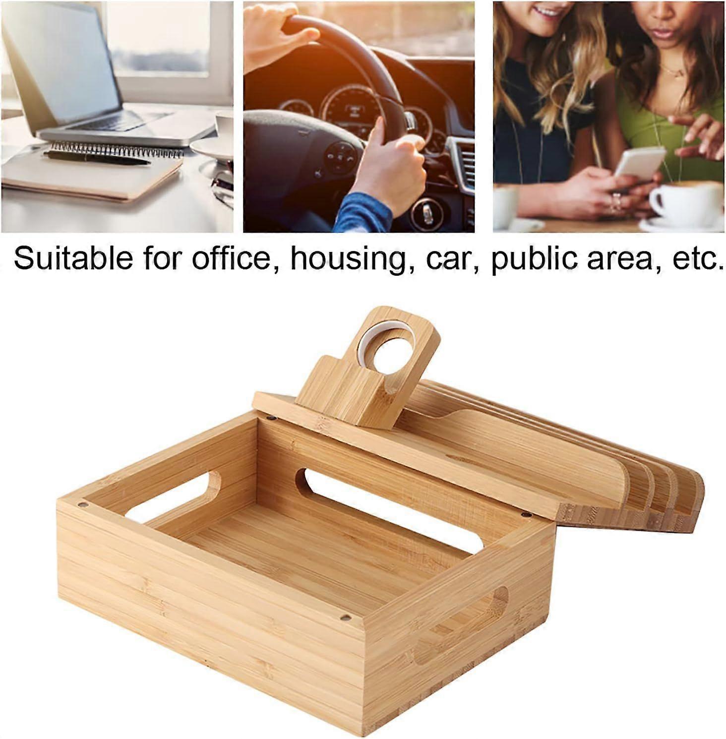Bamboo Phone Charging Organizer, Bedside Desktop Dock - Image 4
