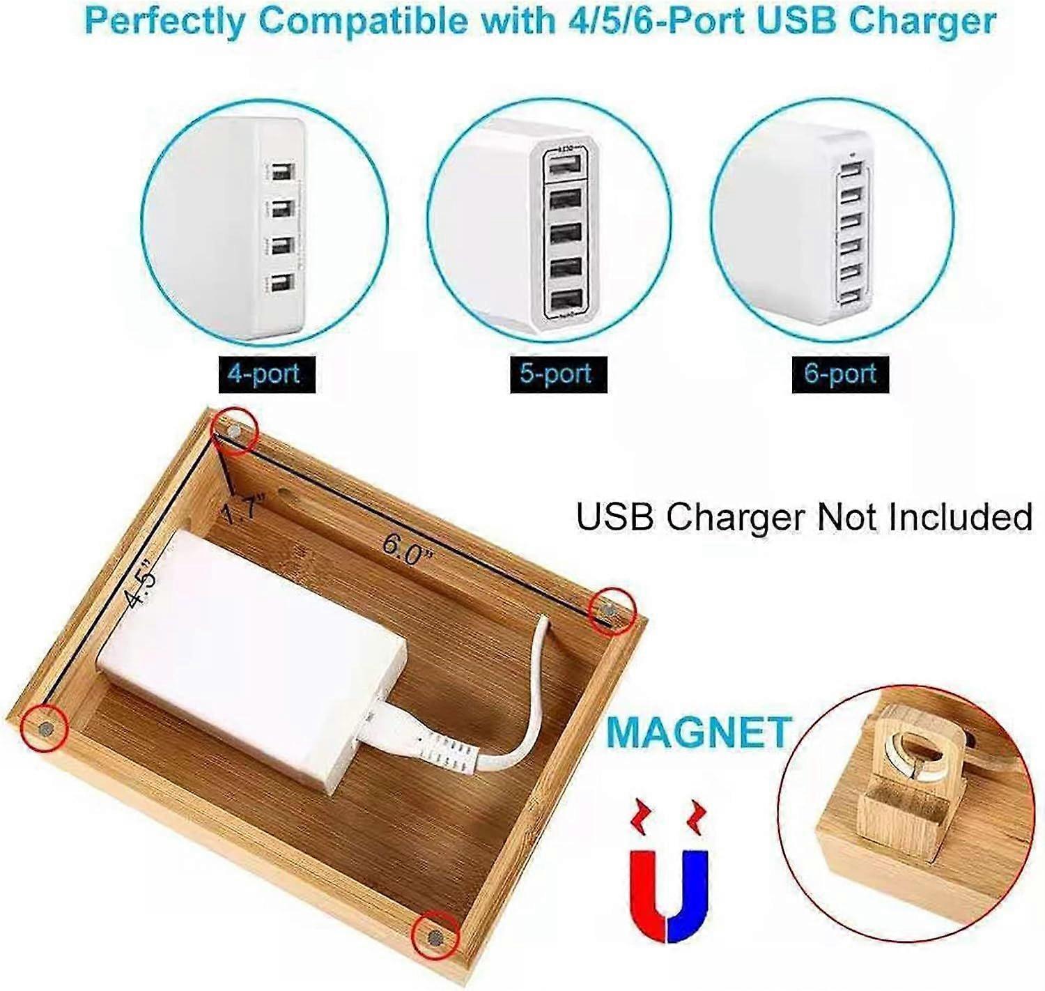 Bamboo Phone Charging Organizer, Bedside Desktop Dock - Image 5