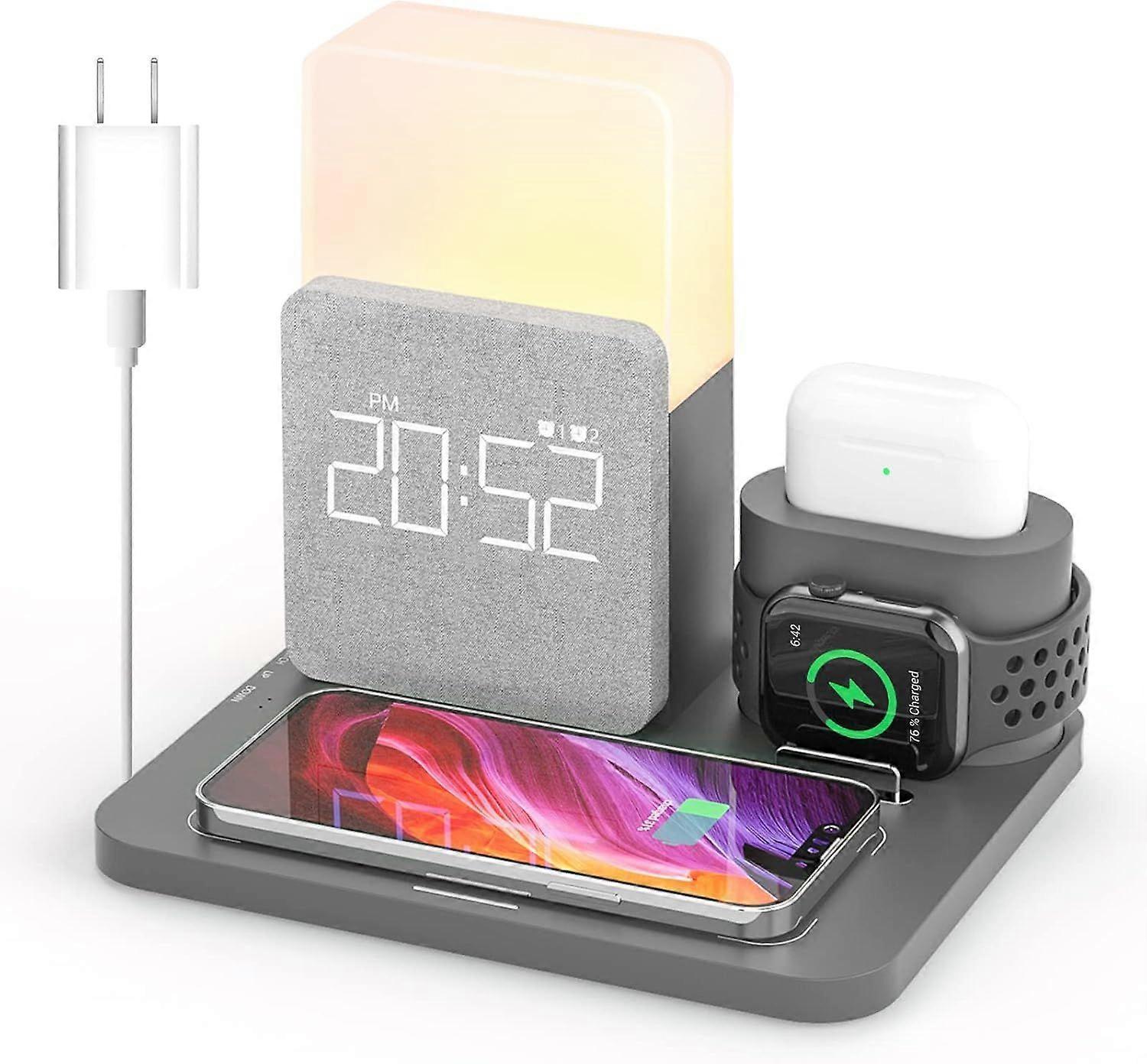 3-in-1 Wireless Charging Station with Alarm Clock - Image 1
