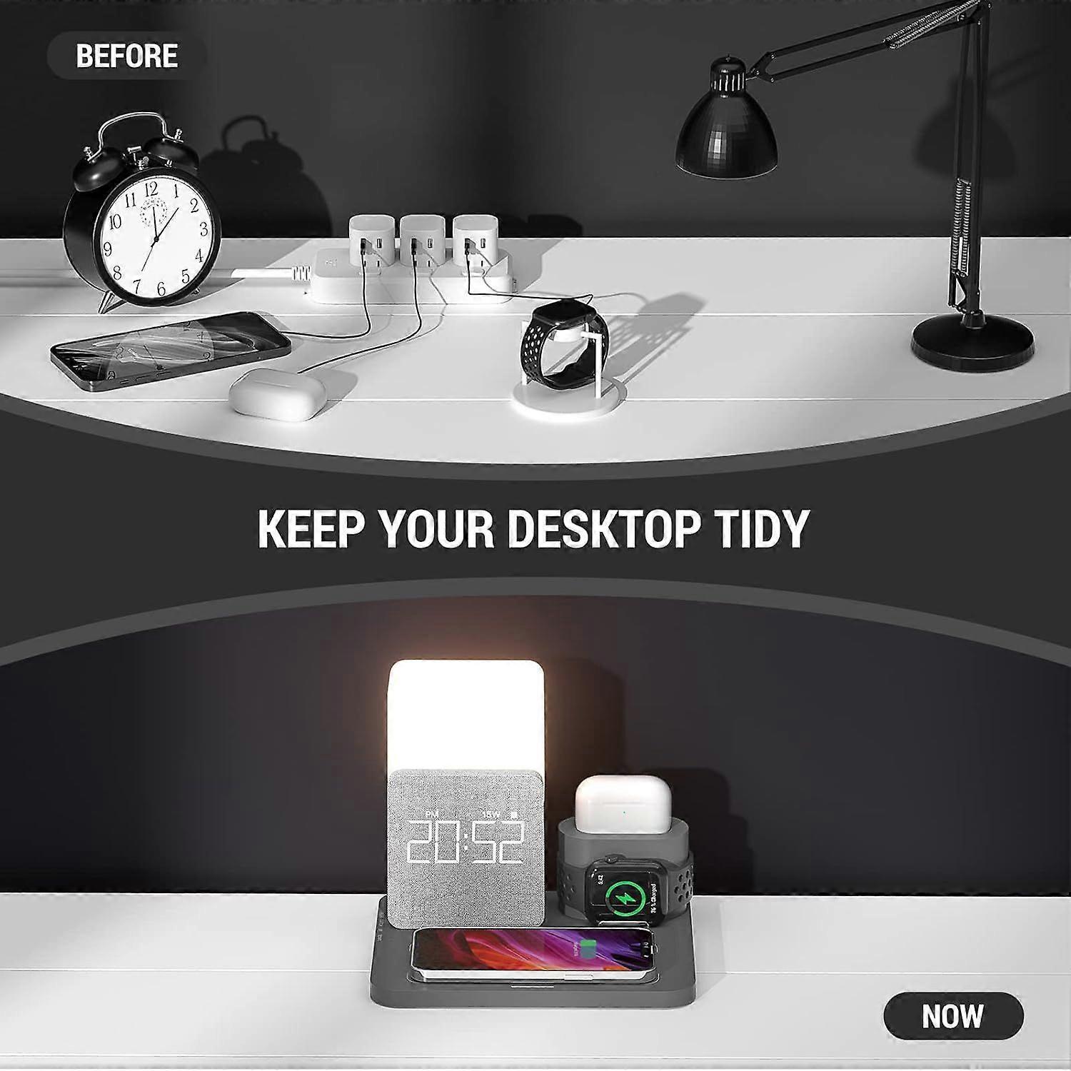 3-in-1 Wireless Charging Station with Alarm Clock - Image 3