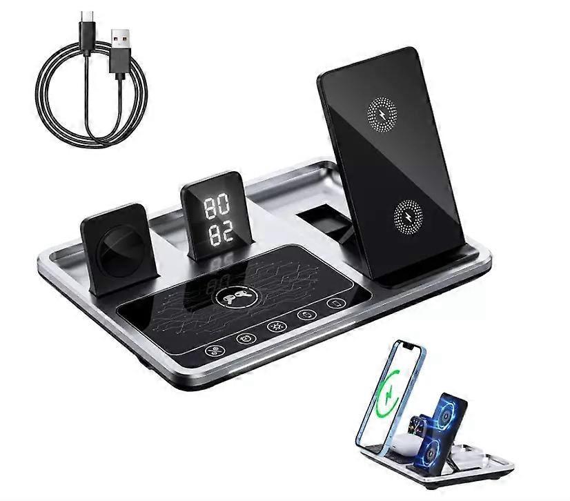 Zureze 4-in-1 Clock Wireless Charger Stand - Image 1