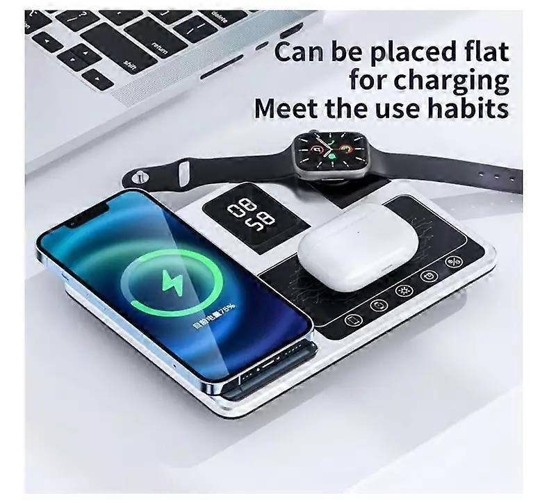 Zureze 4-in-1 Clock Wireless Charger Stand - Image 2