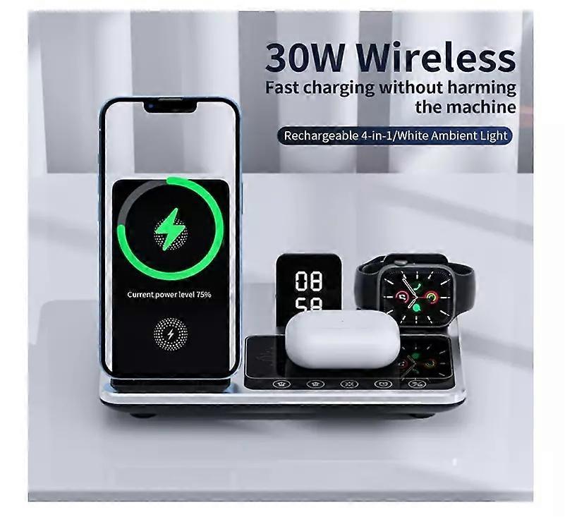 Zureze 4-in-1 Clock Wireless Charger Stand - Image 4