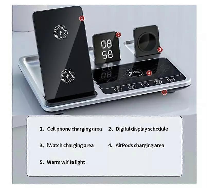 Zureze 4-in-1 Clock Wireless Charger Stand - Image 5